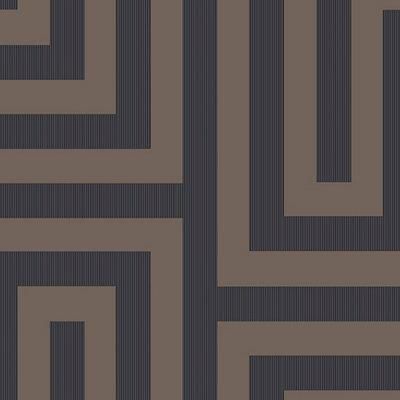Grandeco Brown Metallic & glitter effect Greek Key Blown Wallpaper Sample