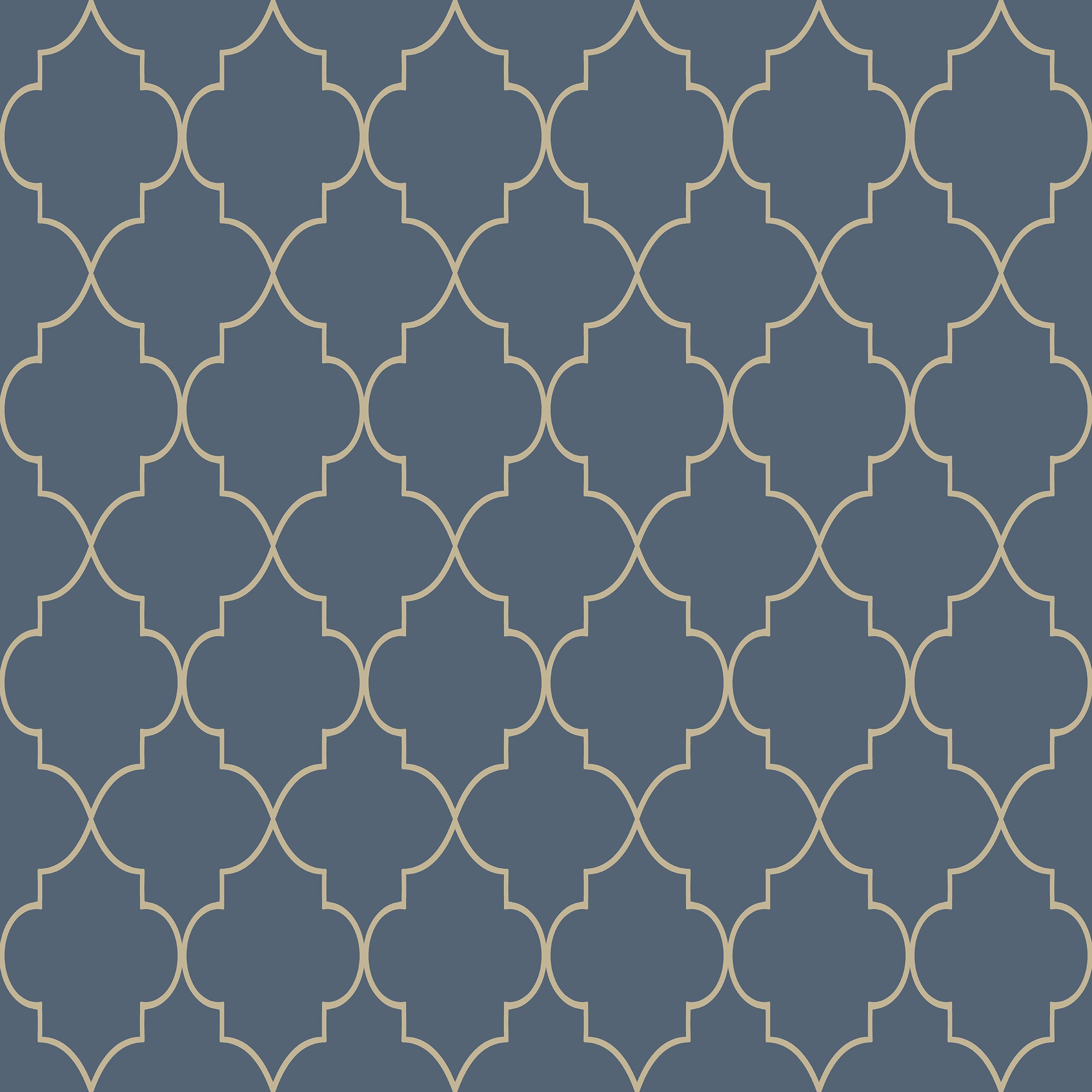 Grandeco Deco trellis Navy Metallic effect Geometric Embossed Wallpaper Sample