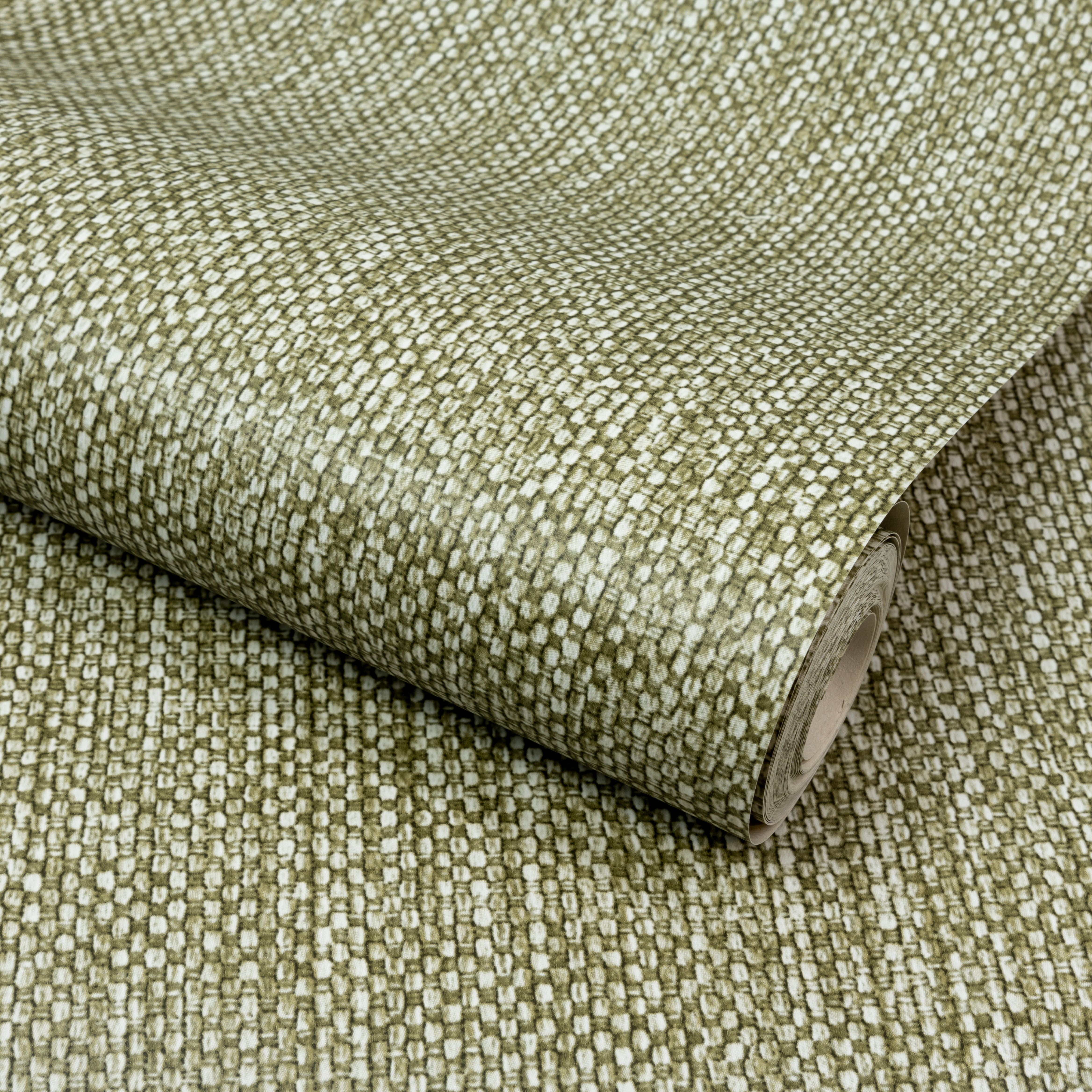 Grandeco Green Boucle Weave Natural Smooth Wallpaper