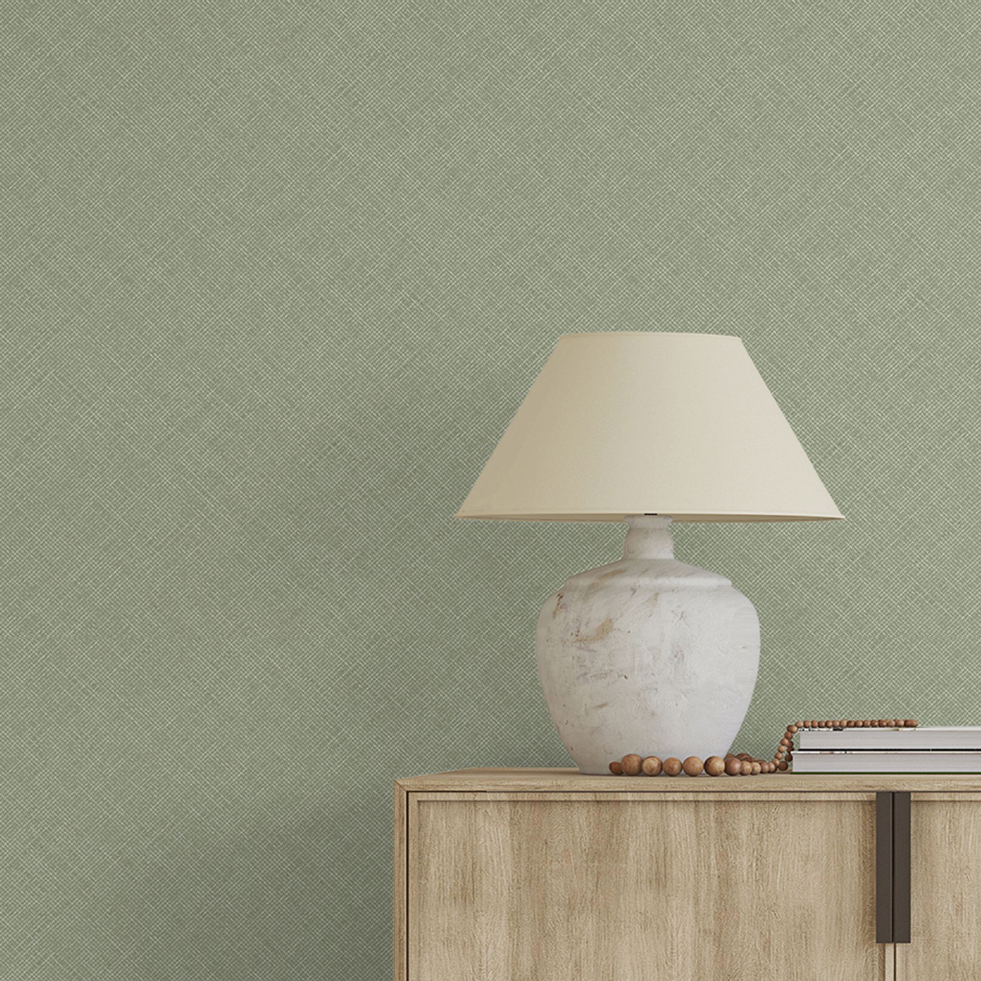Grandeco Green Jute Woven effect Smooth Wallpaper