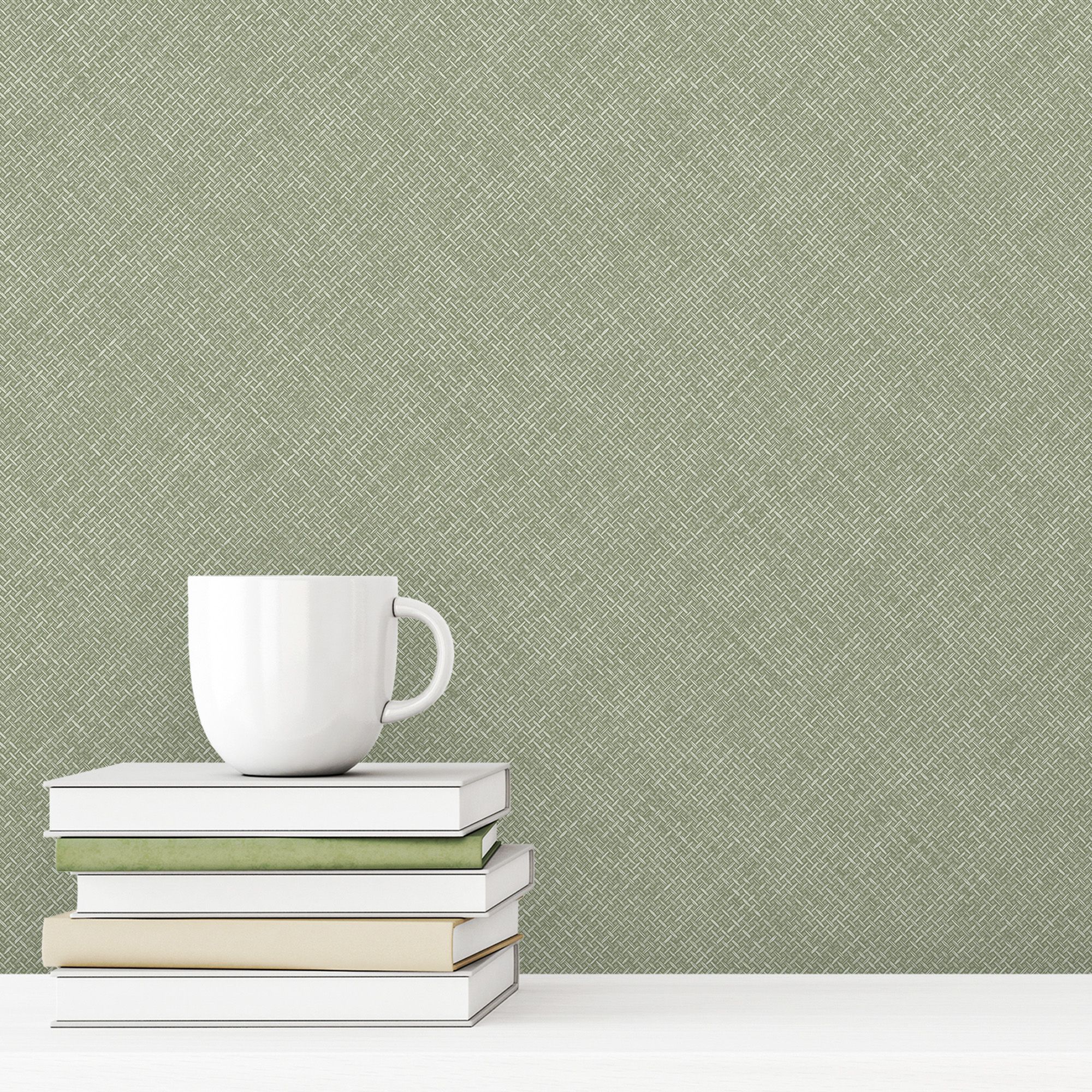 Grandeco Green Jute Woven effect Smooth Wallpaper