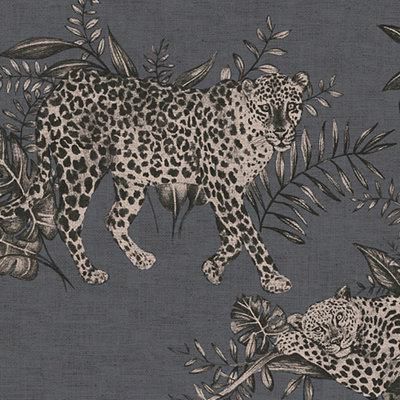 Grandeco Grey Leopard Woven effect Embossed Wallpaper Sample