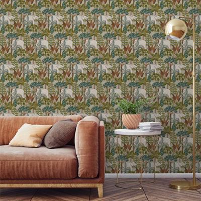 Grandeco Grey Woven effect Leopard Embossed Wallpaper