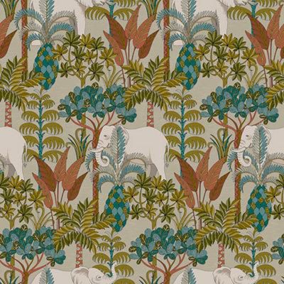 Grandeco Multicolour Elephant Forest Embossed Wallpaper Sample