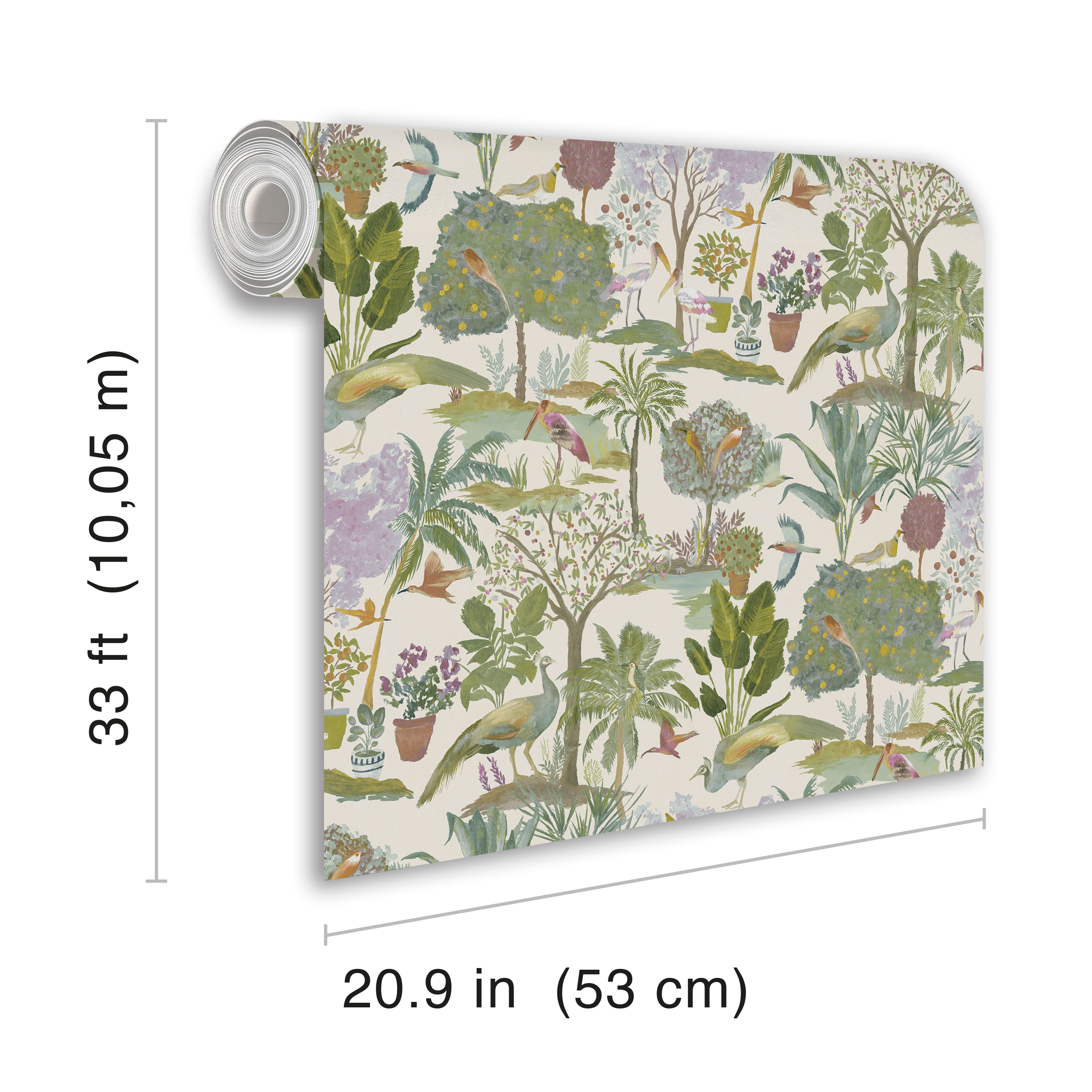 Grandeco Multicoloured Peacock Forest Patterned Smooth Wallpaper