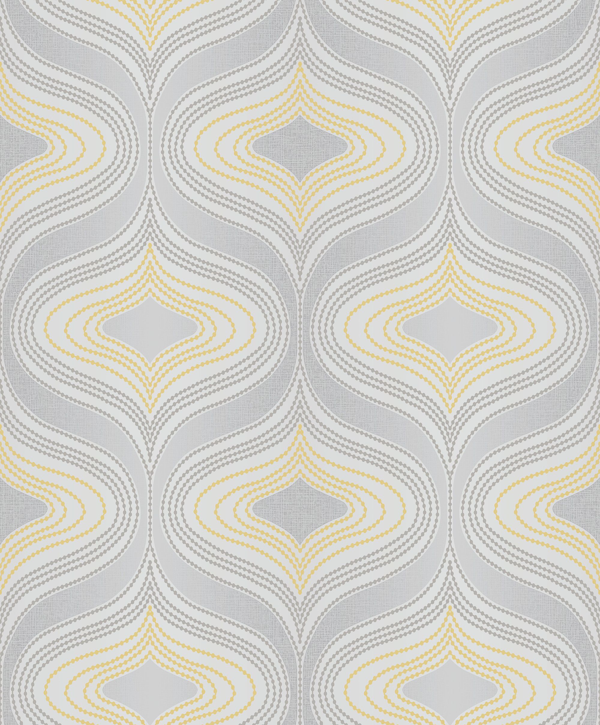 Grandeco Nuevo Grey & yellow Glitter effect Geometric Textured Wallpaper