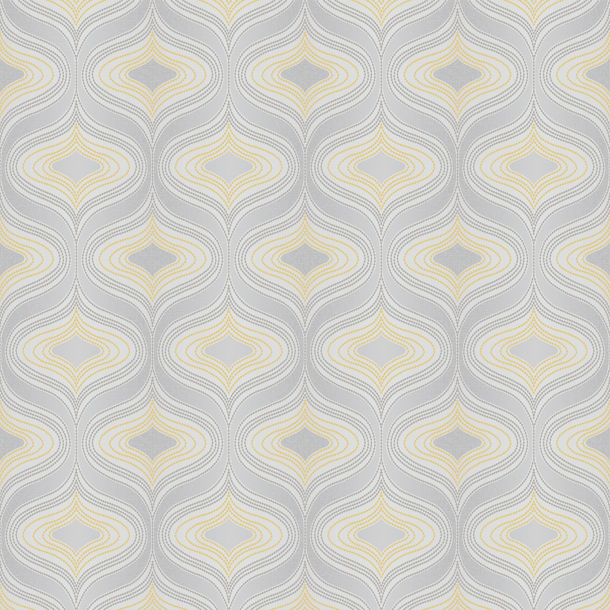 Grandeco Nuevo Grey & yellow Glitter & mica effect Geometric Textured Wallpaper Sample
