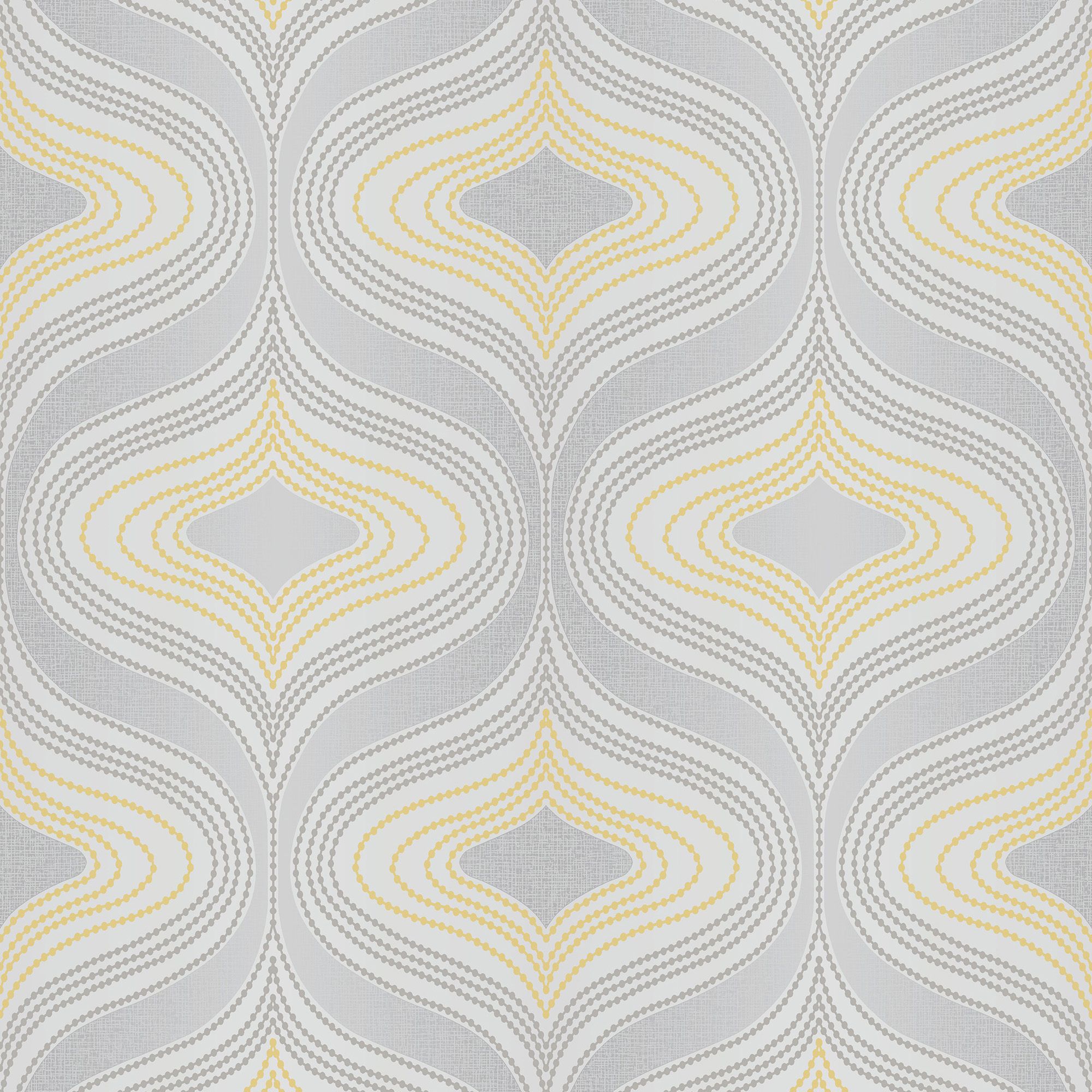 Grandeco Nuevo Grey & yellow Glitter & mica effect Geometric Textured Wallpaper Sample