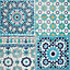 Grandeco Sapphira Blue Mosaic tile Smooth Wallpaper