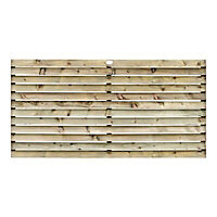 Grange Louvre Horizontal slanted slat 3ft Wooden Fence panel (W)1.8m (H)0.9m, Pack of 4
