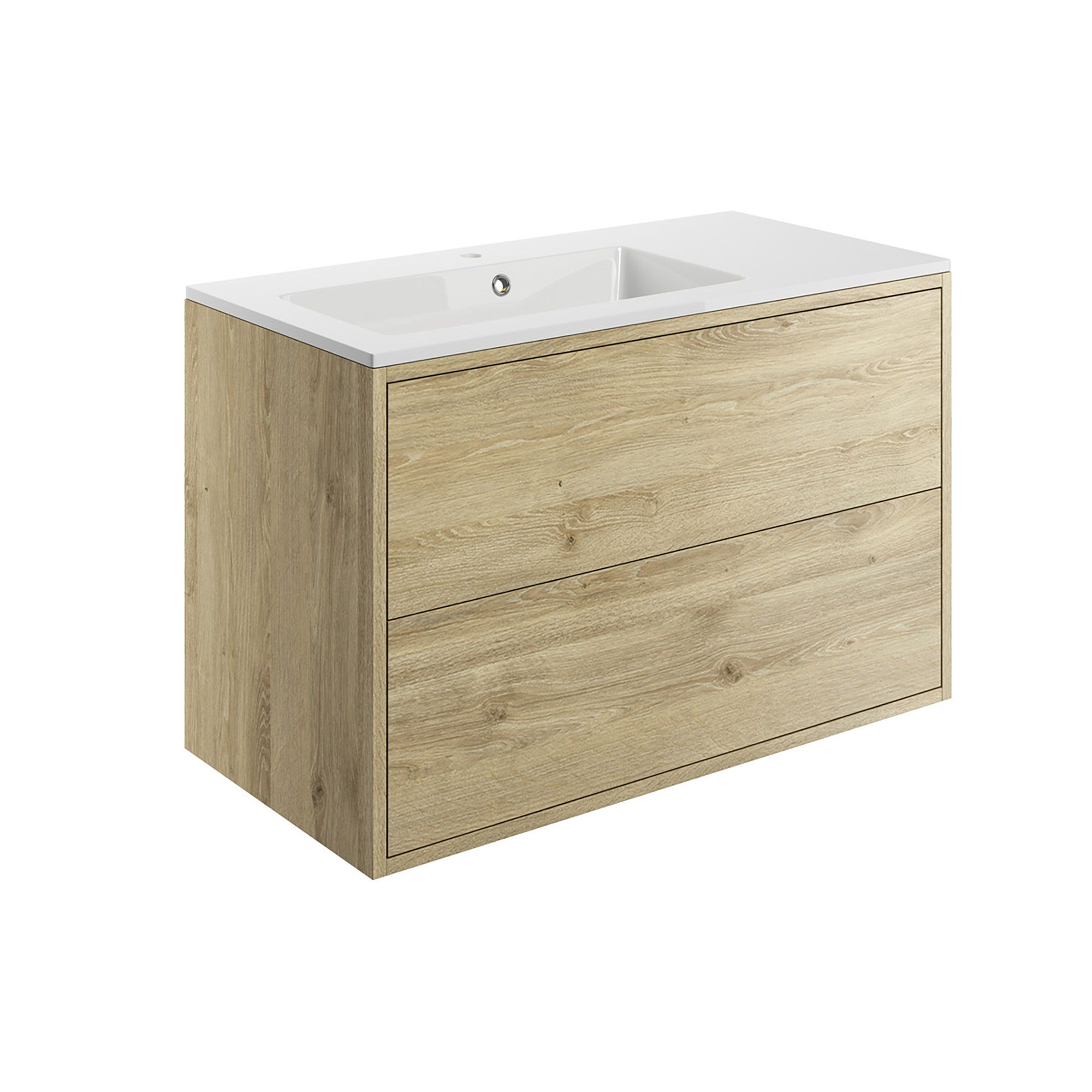 Grasmere Havana Oak effect Wall-mounted Vanity unit & basin set (W)900mm (H)600mm
