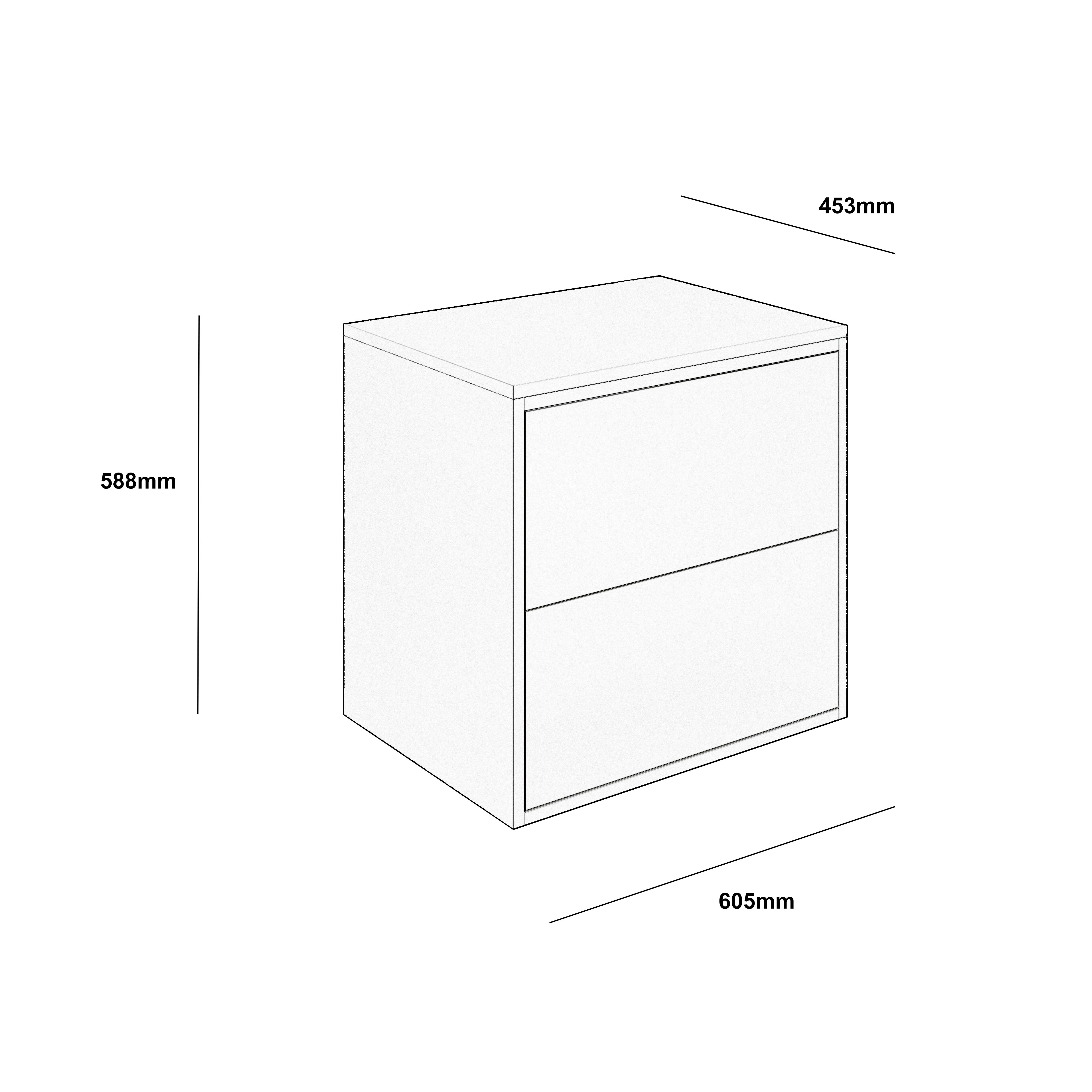Grasmere Matt Grey Wall-mounted 2 Drawer Bathroom Cabinet (H) 588mm (W) 605mm