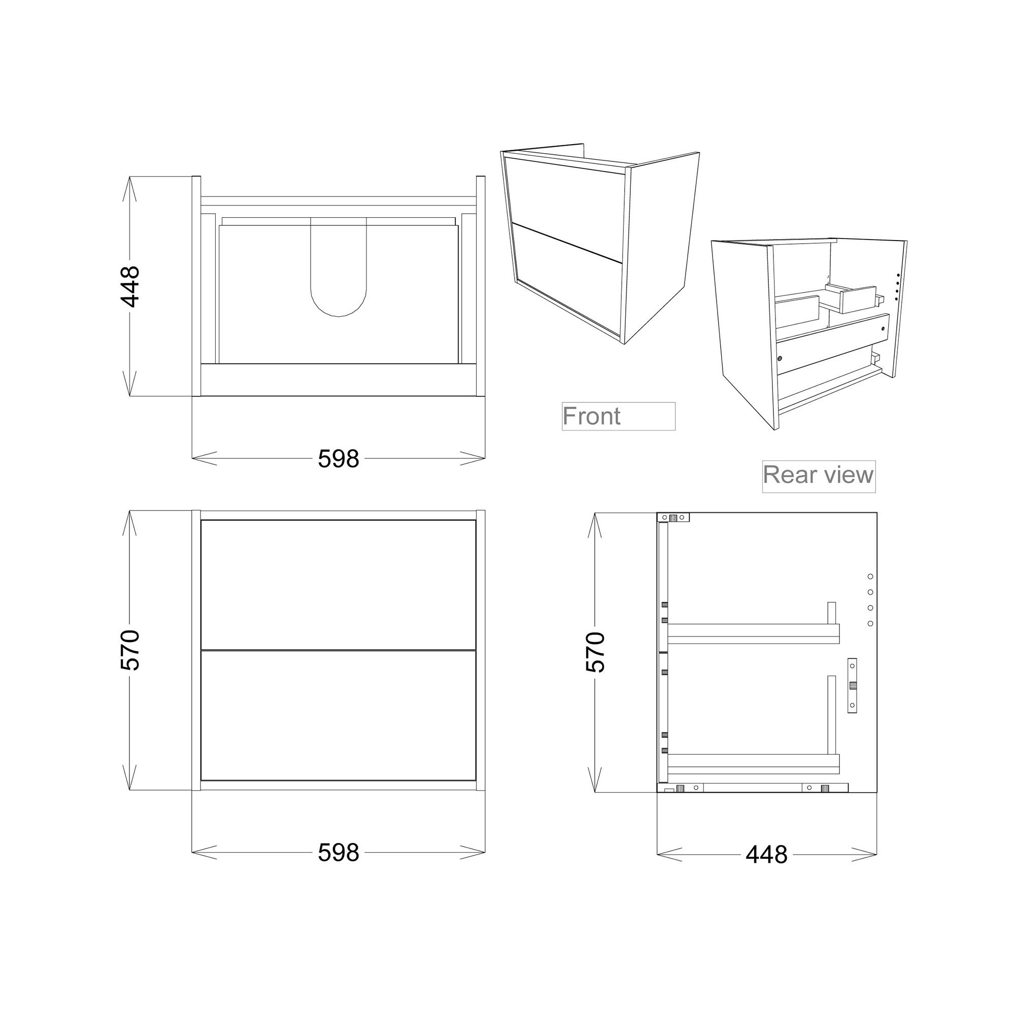 Grasmere Matt Grey Wall-mounted Vanity unit & basin set (W)600mm (H)600mm