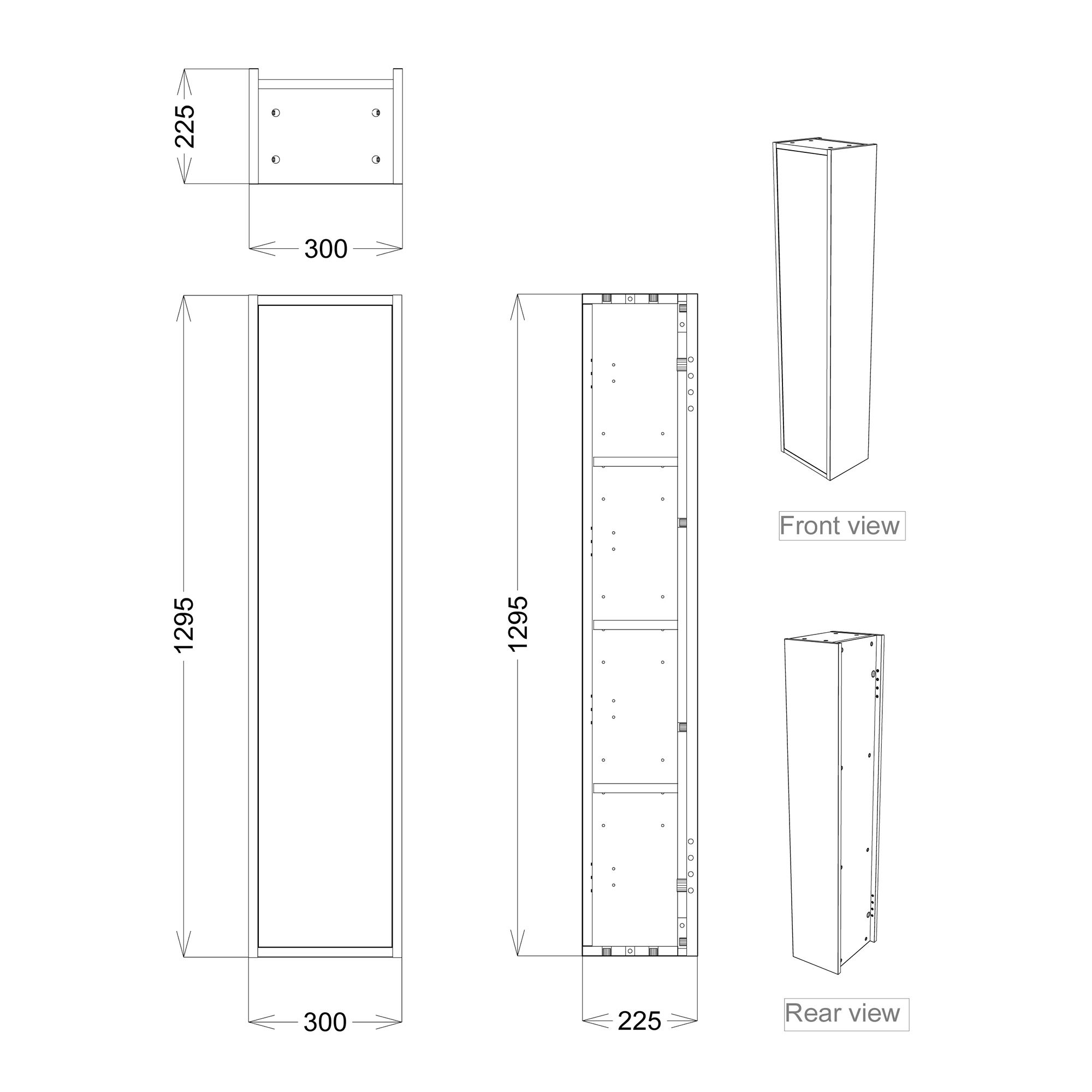 Grasmere Matt White Single Wall-mounted Bathroom Cabinet (H)129.5cm (W)30cm