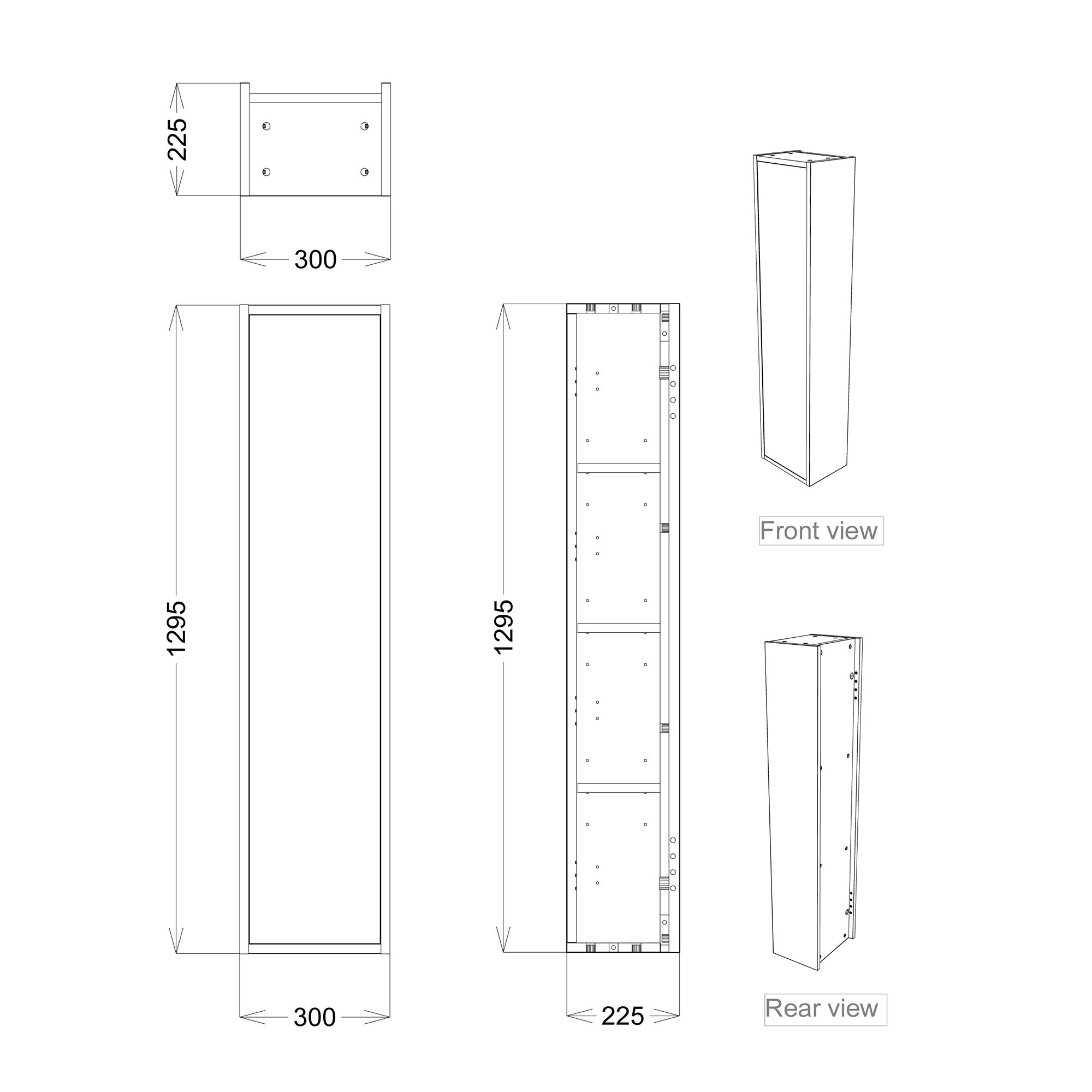 Grasmere Tall Havana Oak effect Single Wall-mounted Bathroom Cabinet (H)129.5cm (W)30cm