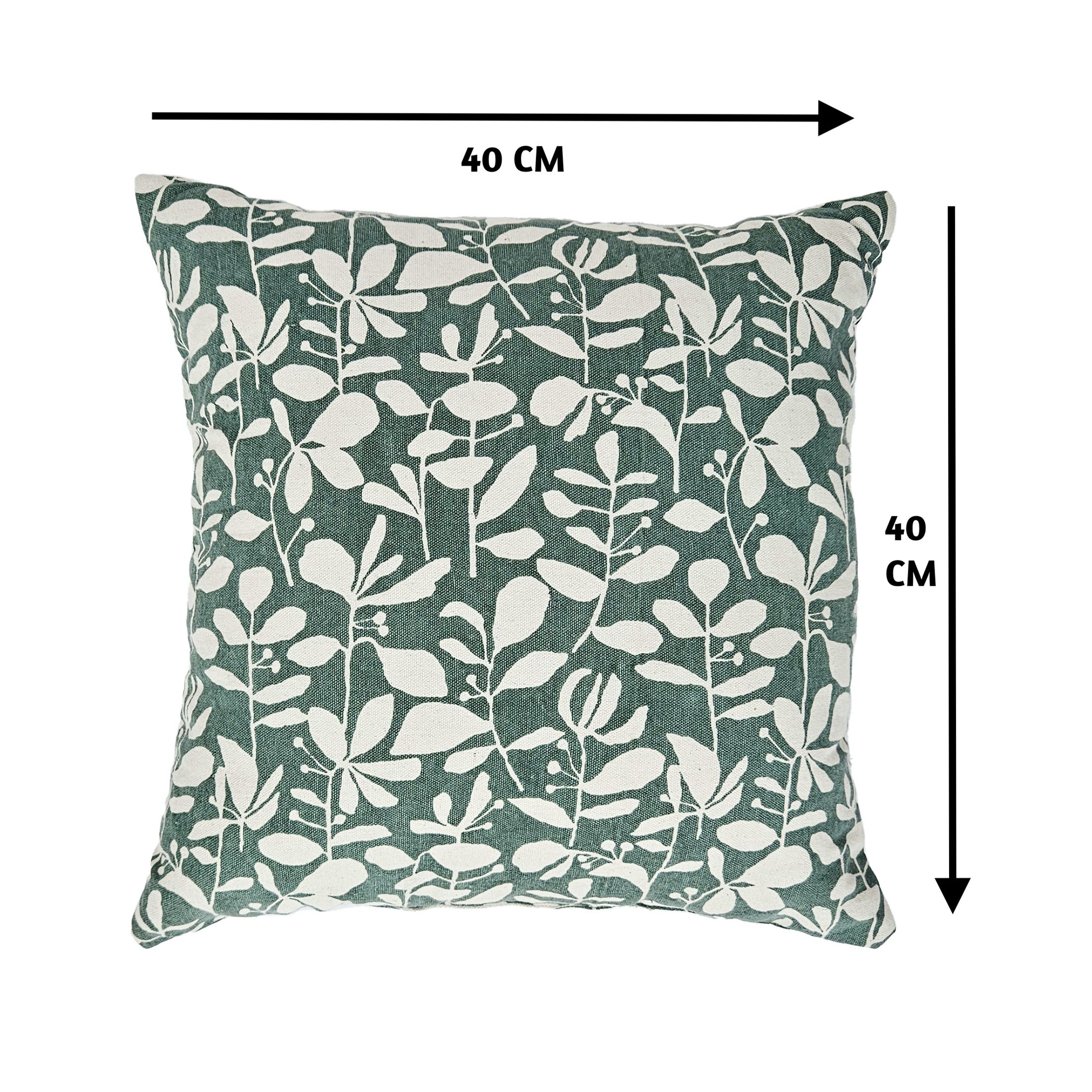 Green Floral Print effect Indoor Cushion, (L)40cm x (W)40cm, Pair