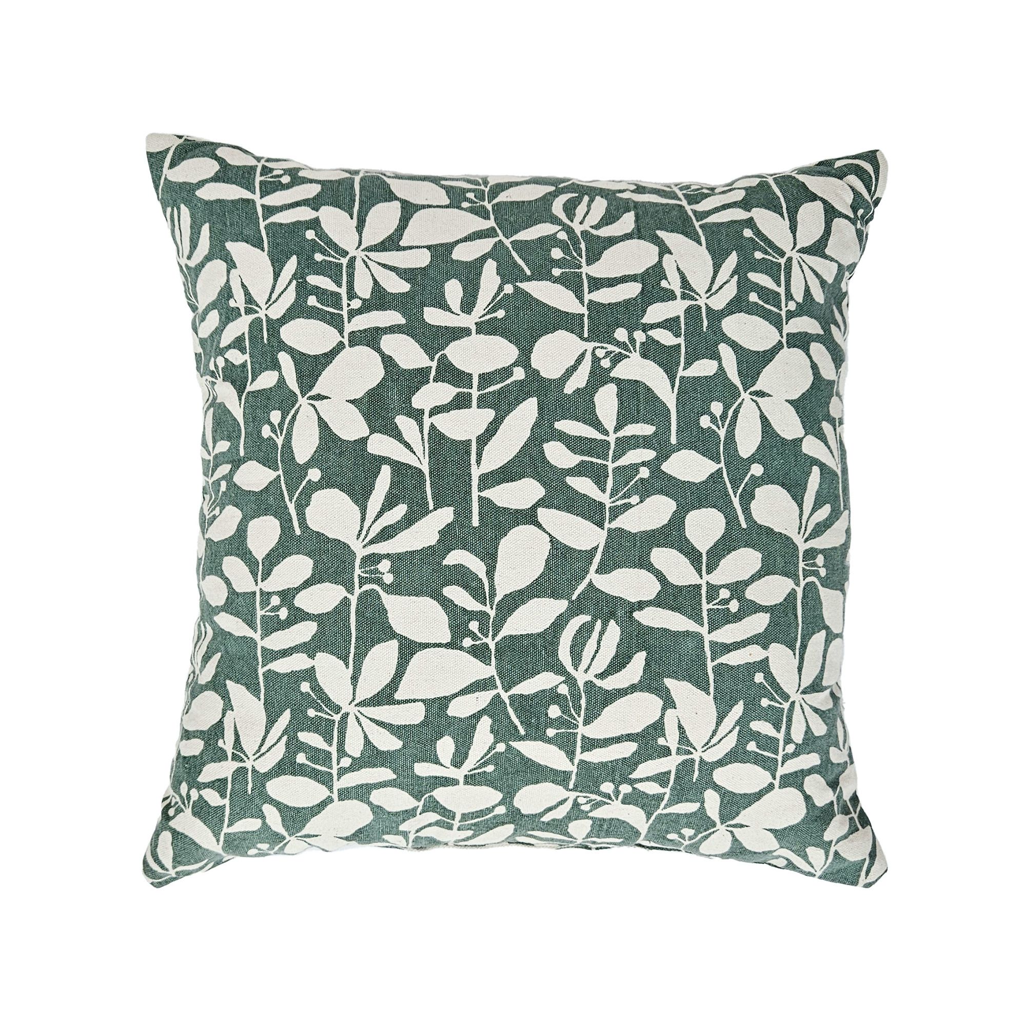 Green Floral Print effect Indoor Cushion, (L)40cm x (W)40cm, Pair