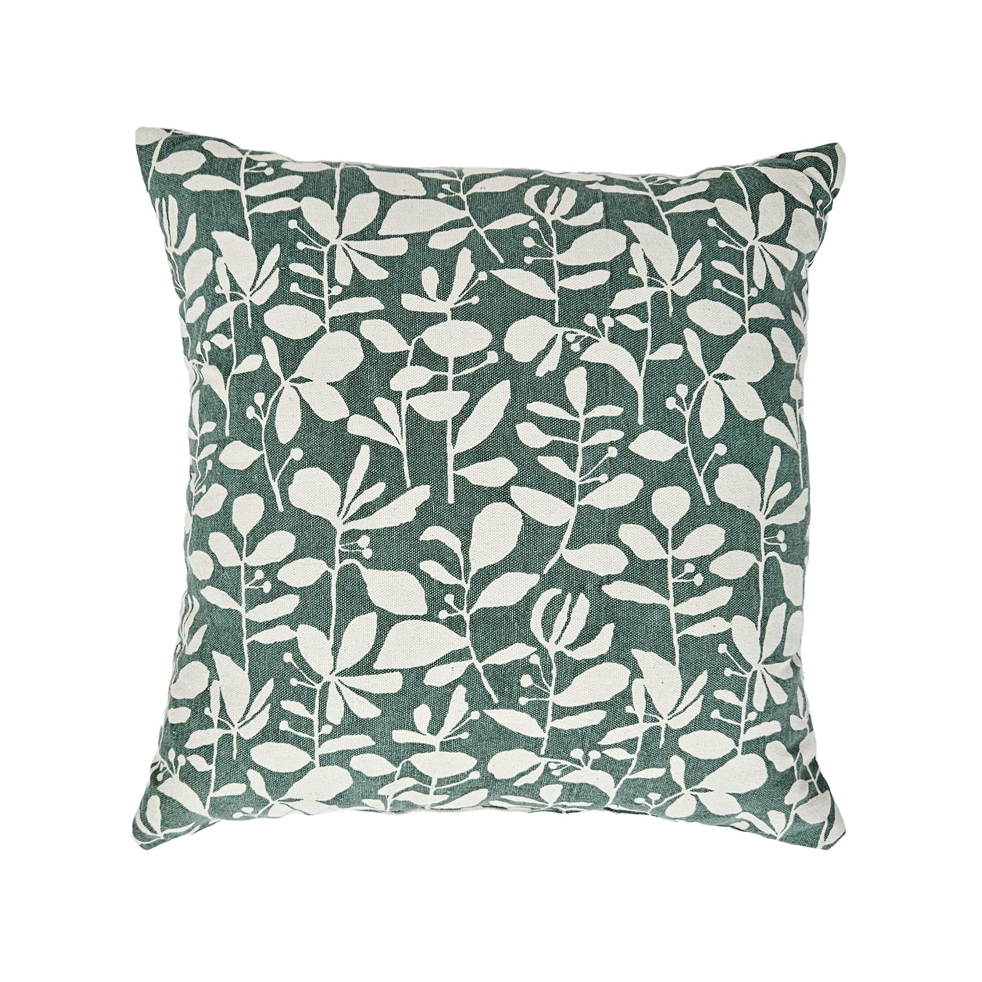 Green Floral Print effect Indoor Cushion, (L)40cm x (W)40cm, Pair