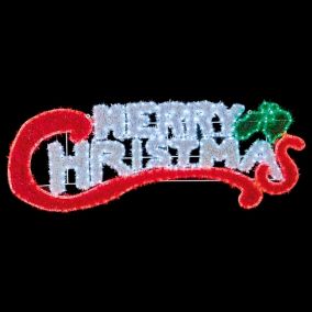 Green, red & white LED Multicolour Merry Christmas Silhouette (H) 540mm