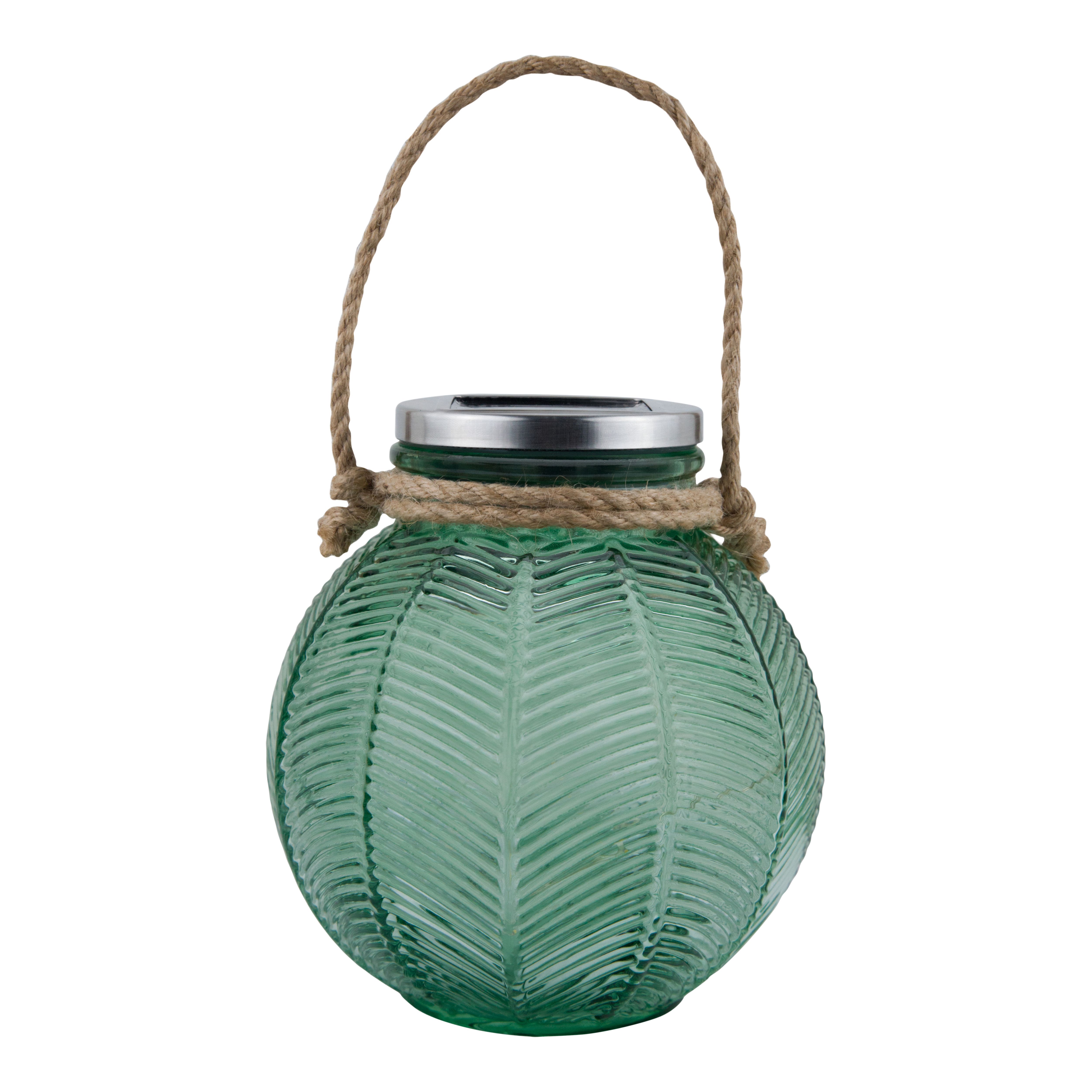 Green Round Solar-powered Integrated LED Outdoor Lantern