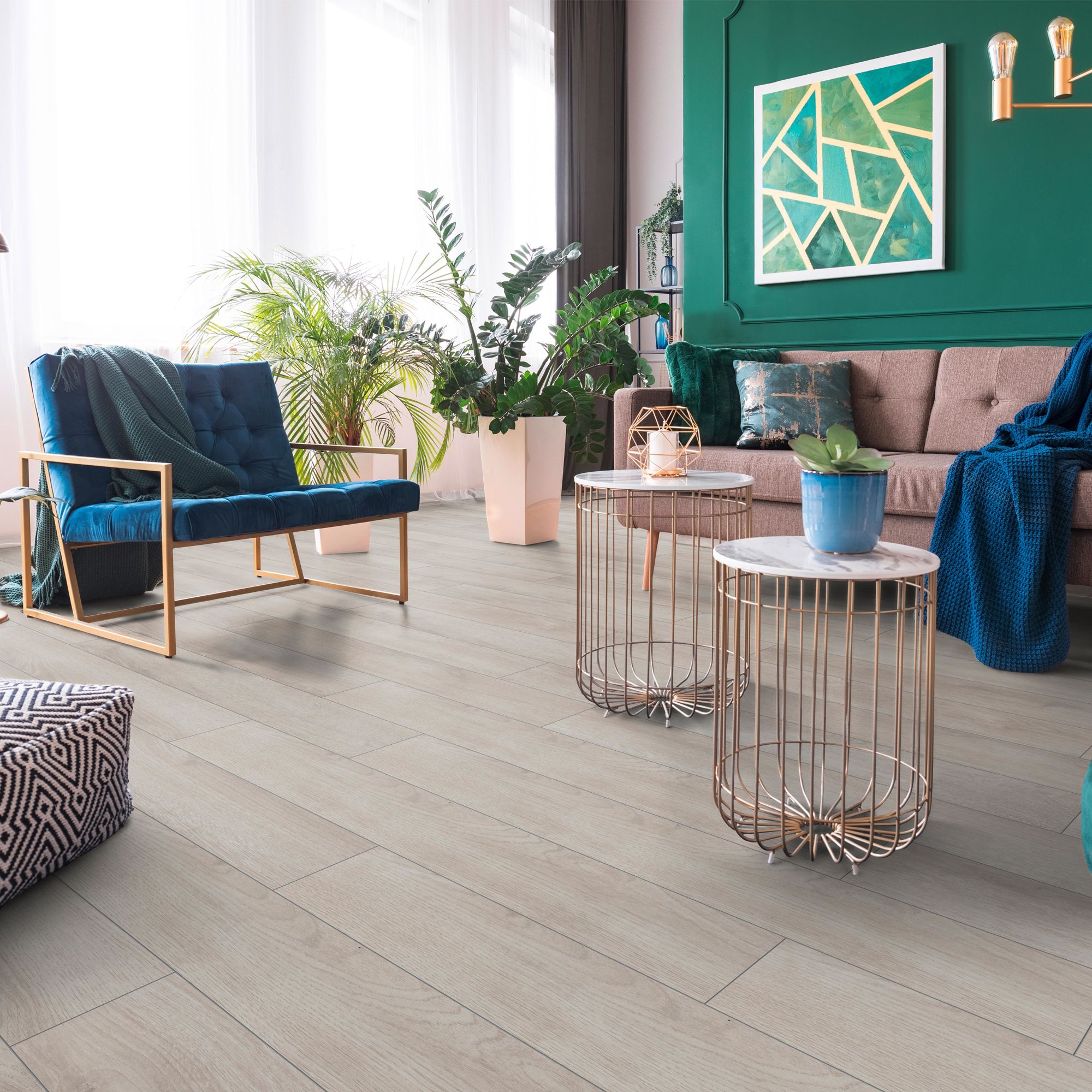 Grey Authentic oak effect Laminate Flooring, 2.4m²