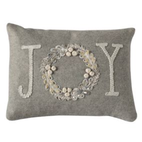 Grey Christmas Joy Indoor Cushion (L)50cm x (W)30cm
