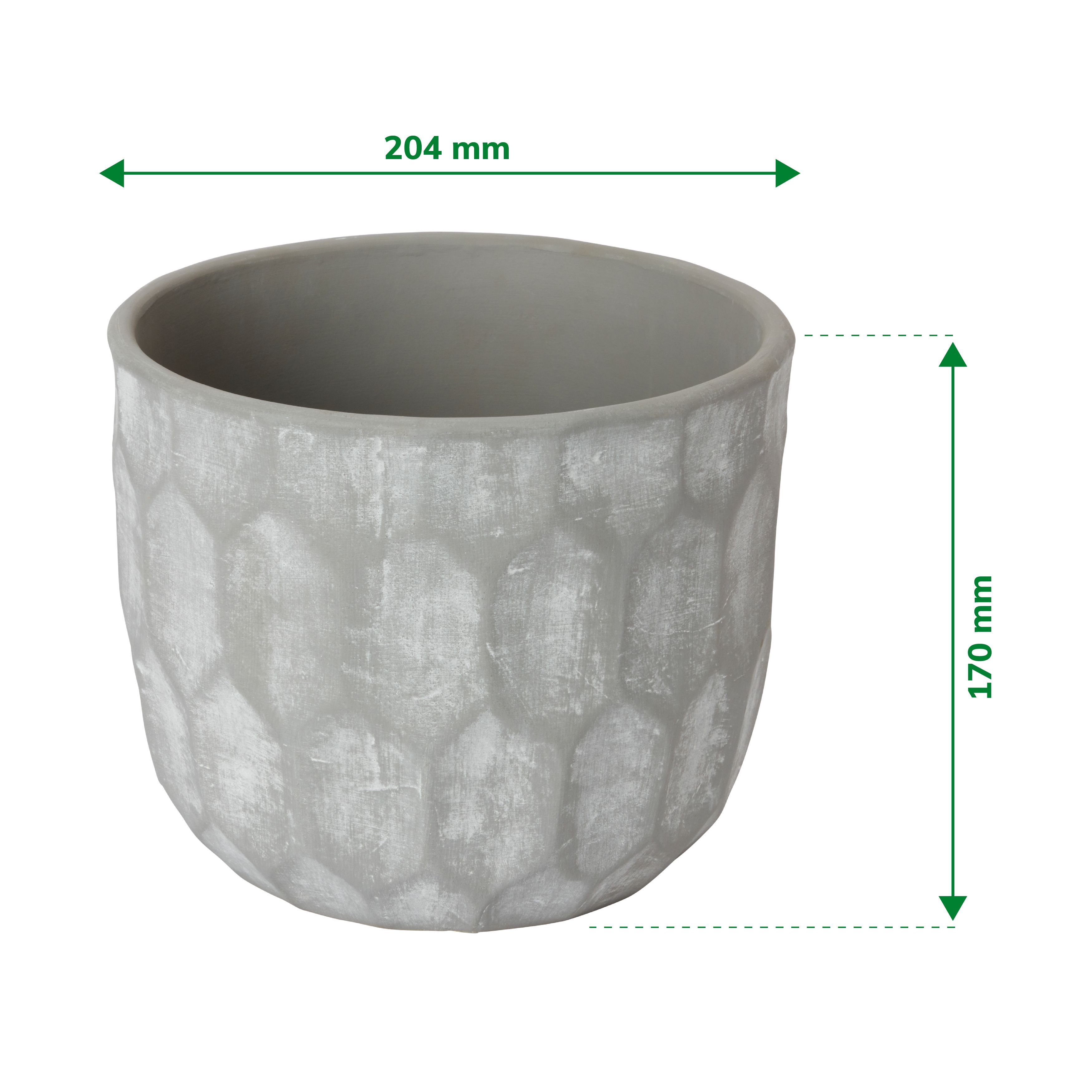 Grey Clay Honeycomb Circular Plant pot (Dia)20.4cm