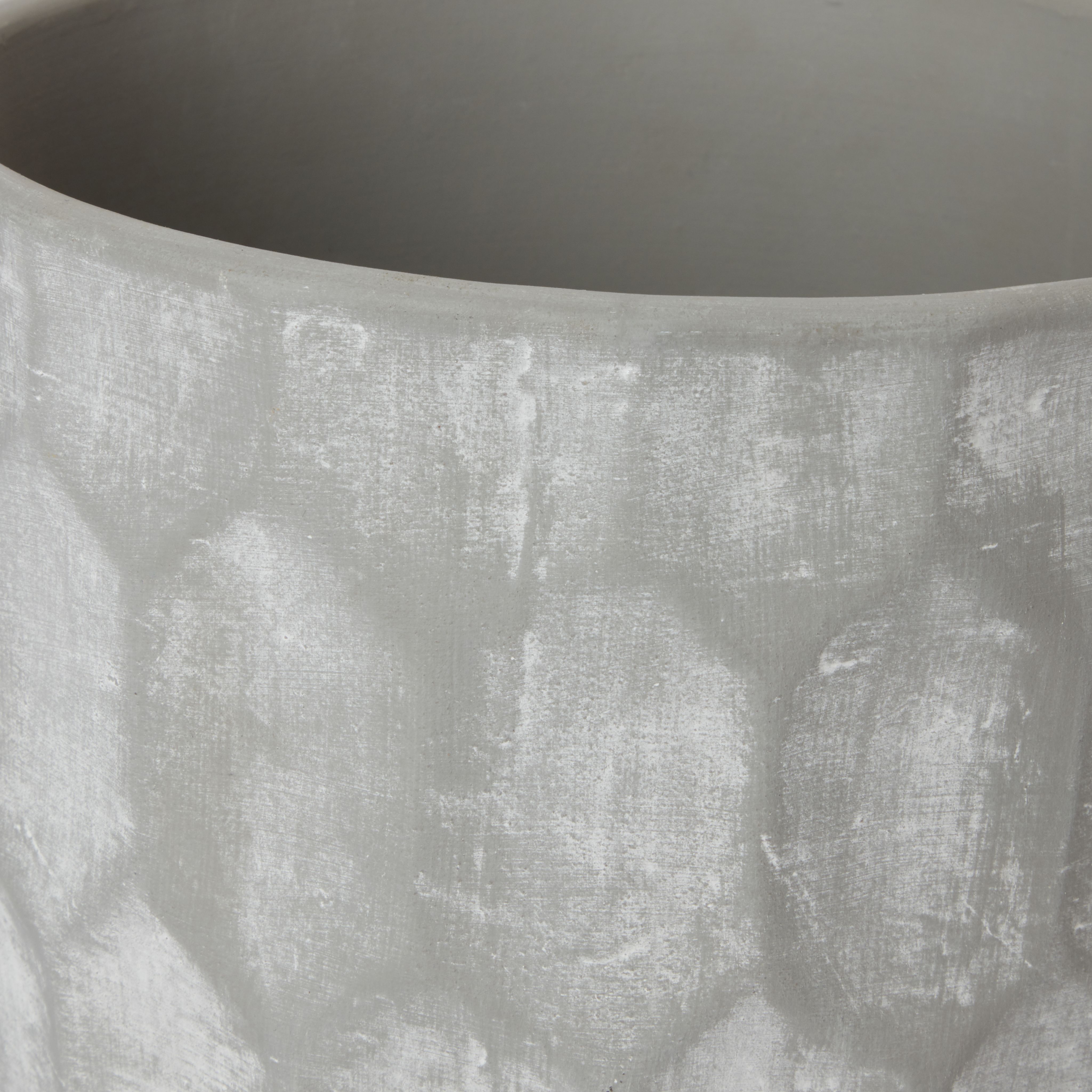 Grey Clay Honeycomb Circular Plant pot (Dia)20.4cm