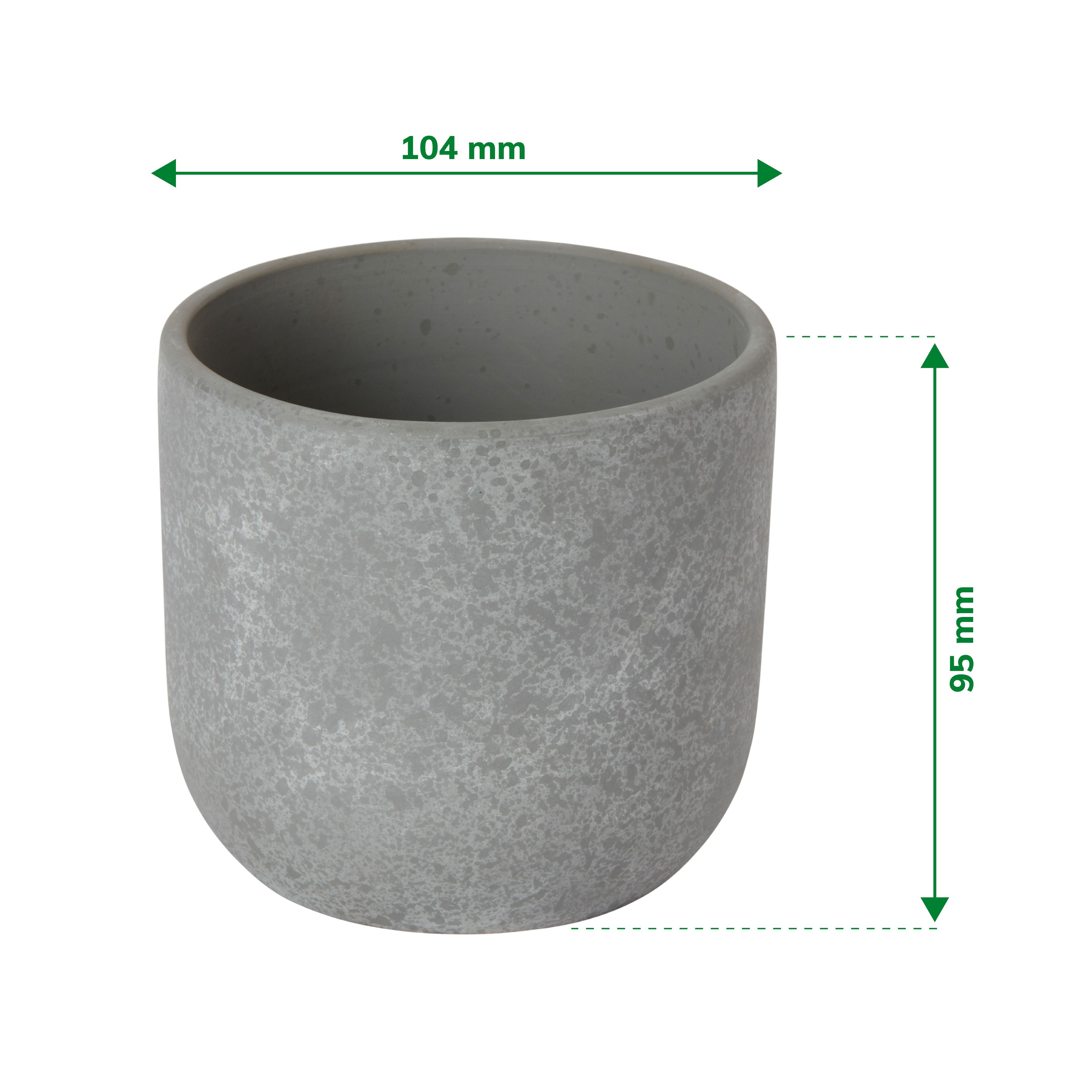 Grey Clay Speckle Circular Plant pot (Dia)10.4cm