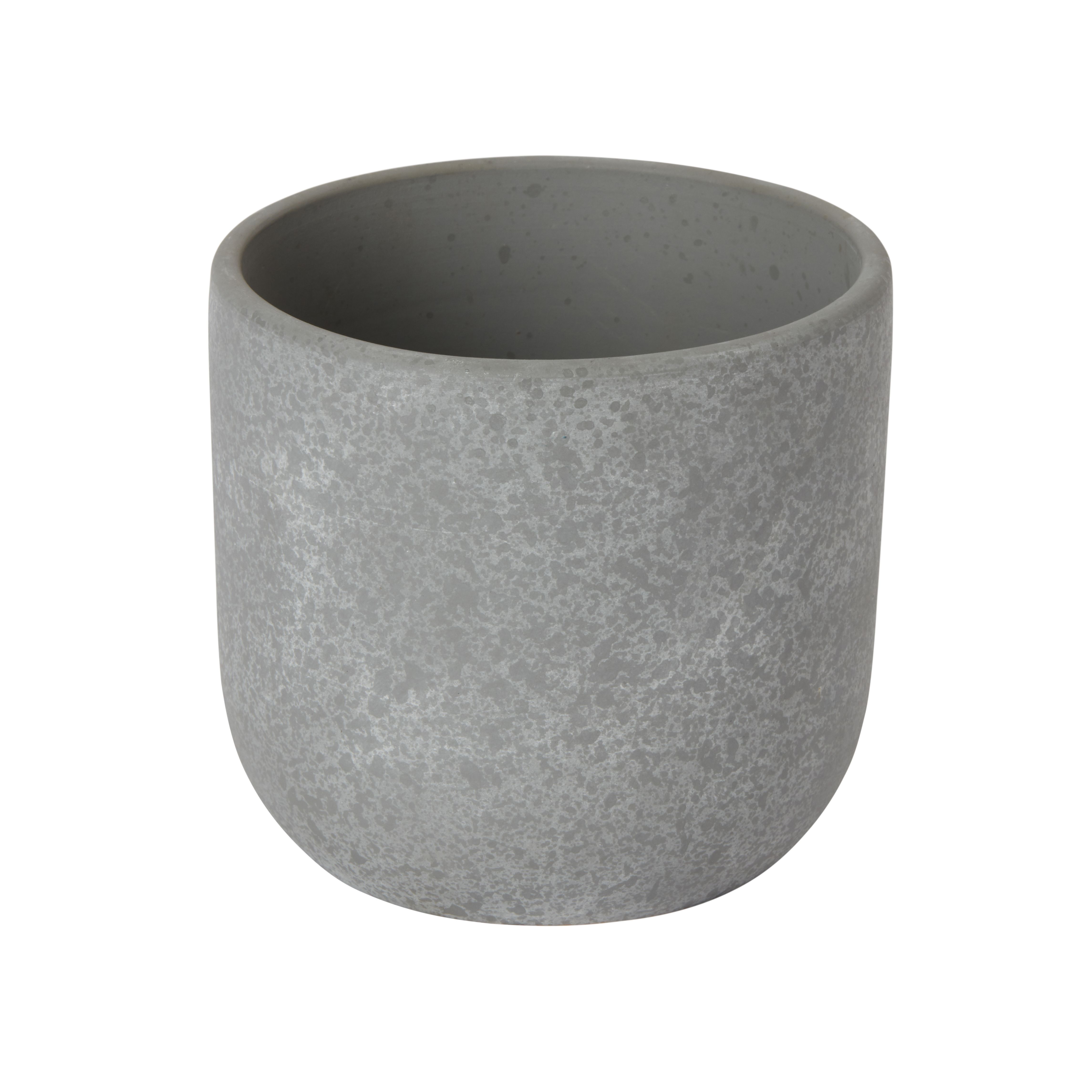 Grey Clay Speckle Circular Plant pot (Dia)10.4cm