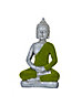 Grey & green Aluminium, polyurethane (PU) & steel Buddha Garden ornament (H)37cm