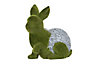 Grey & green Aluminium, polyurethane (PU) & steel Flocked rabbit Garden ornament (H)30cm