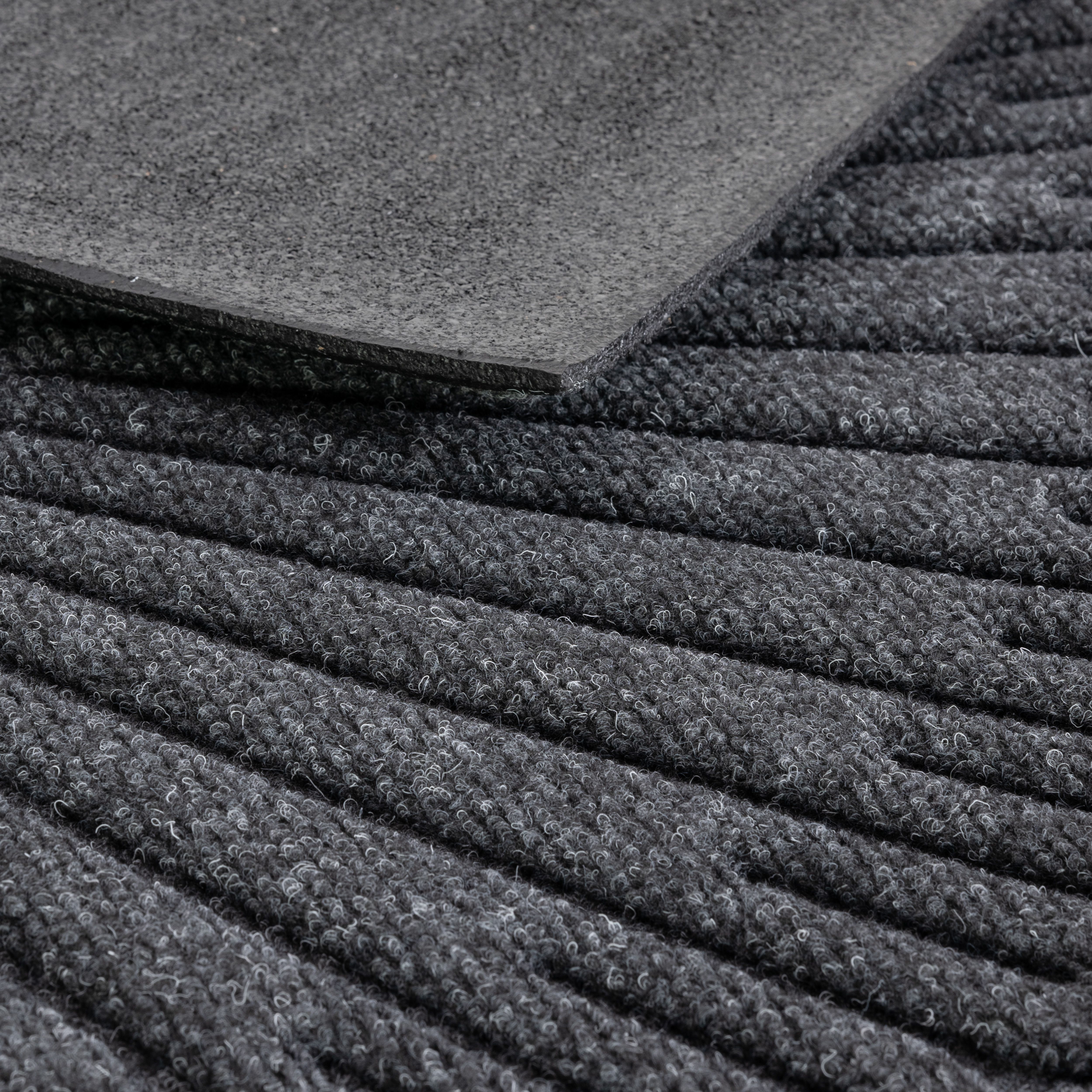 Grey Half moon Door mat, 90cm x 60cm