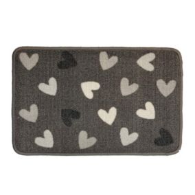 Grey Hearts Door mat, 60cm x 40cm