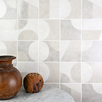 Grey Matt Patterned Ceramic Wall Tile, Pack of 44, (L)150mm (W)150mm