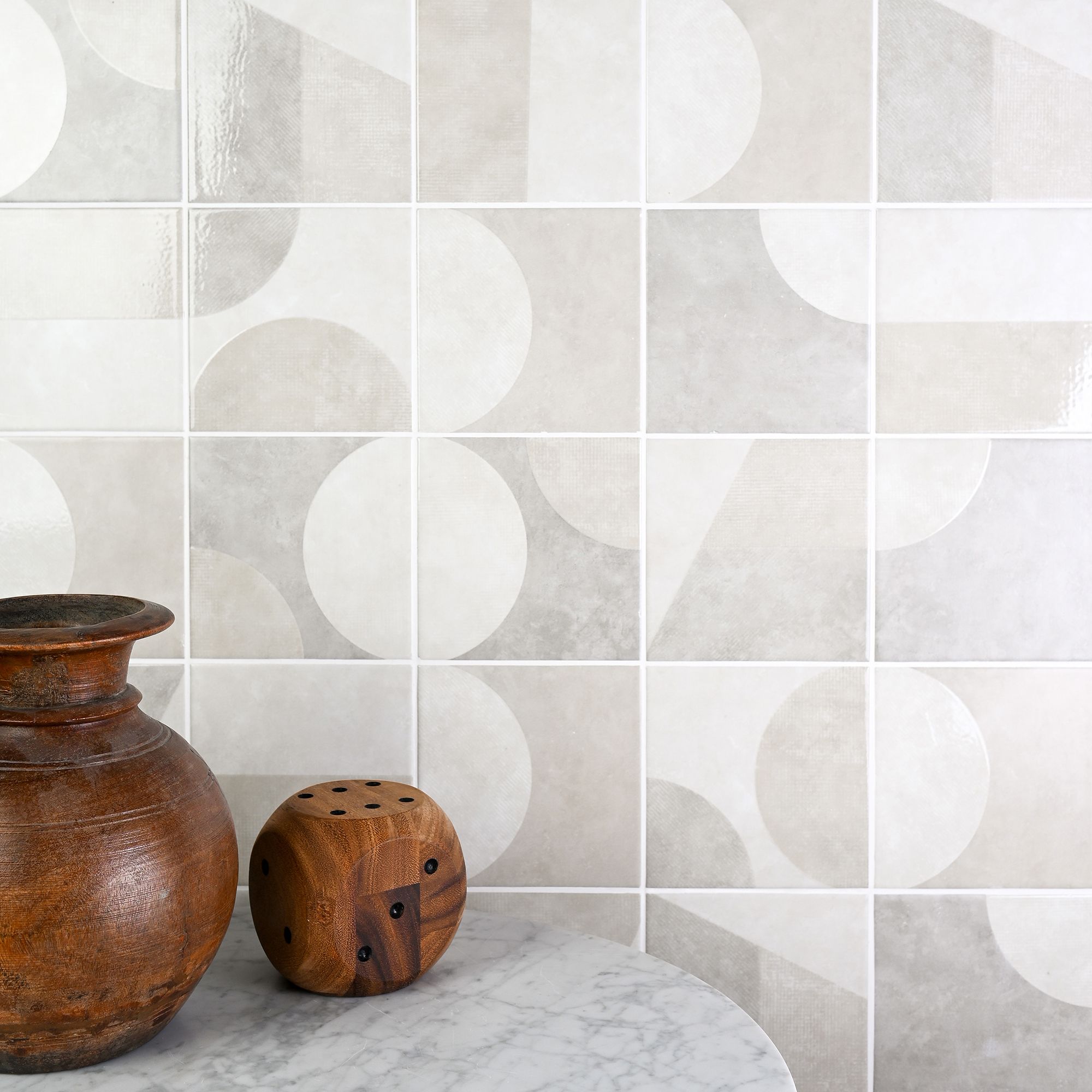 Grey Matt Patterned Ceramic Wall Tile, Pack of 44, (L)150mm (W)150mm