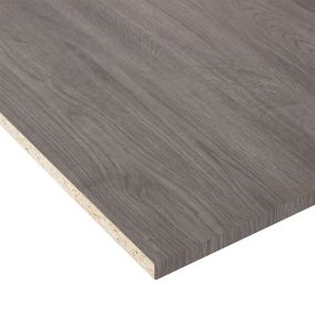 Grey Oak effect Semi edged Furniture panel, (L)2.5m (W)500mm (T)18mm