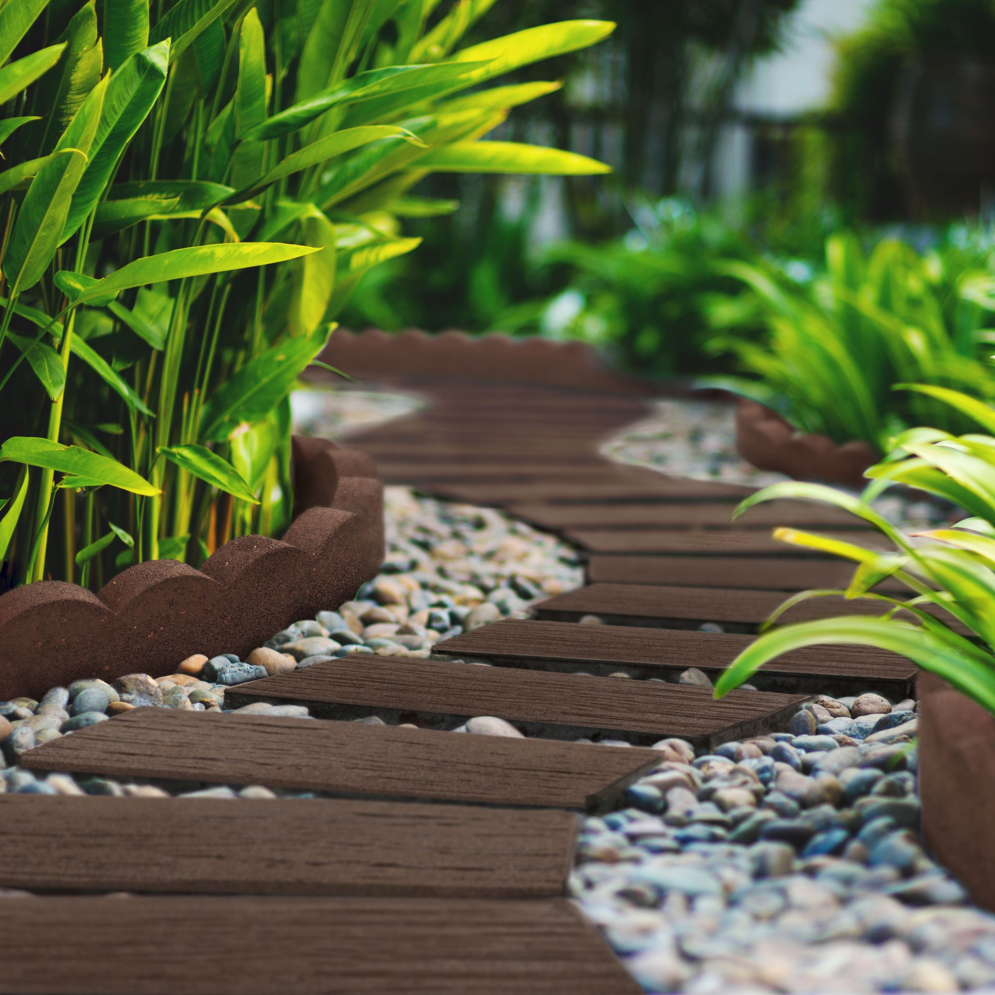 Grey Single size Railroad Tie Stepping stone 0.15m²