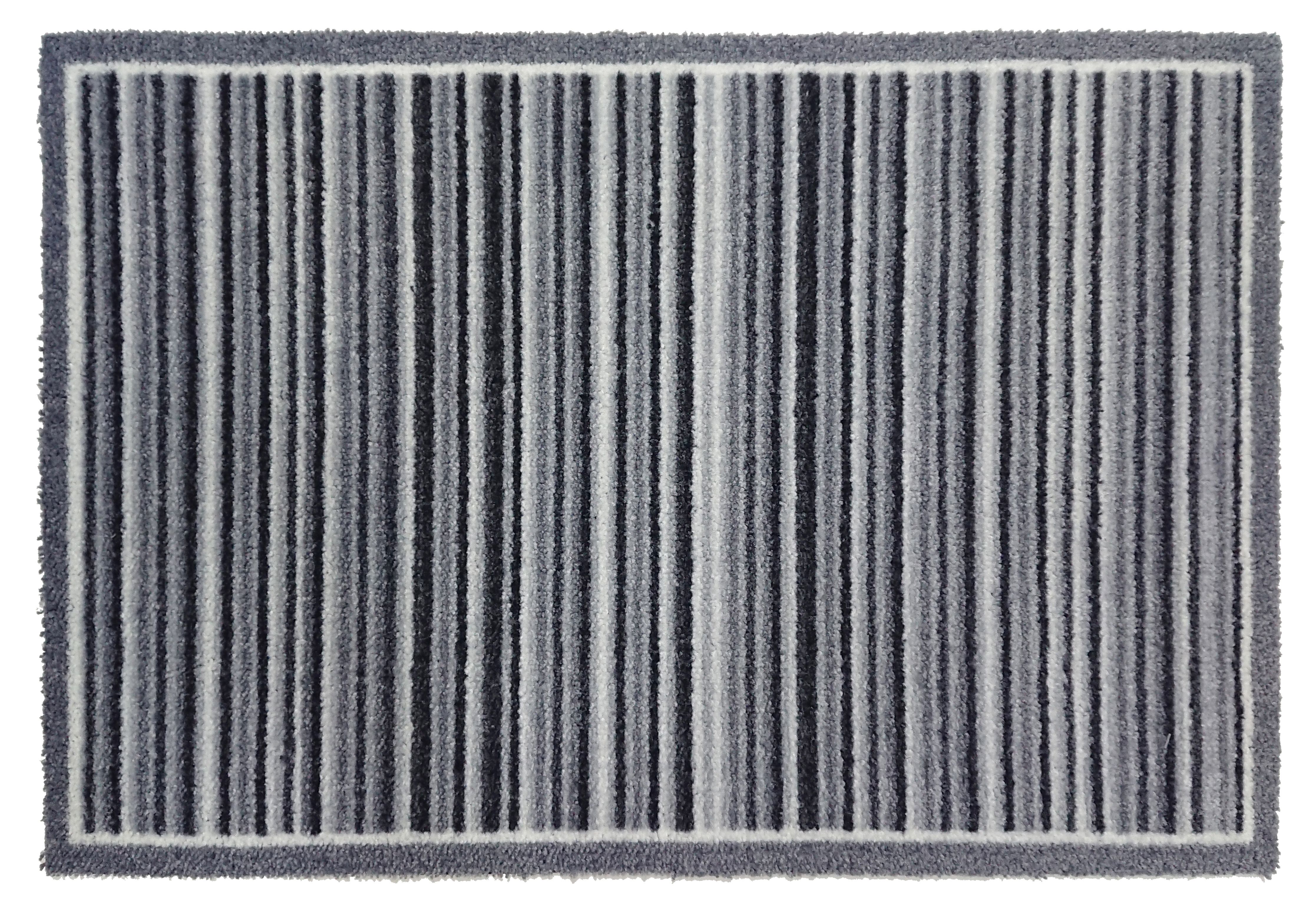 Grey Stripe Door mat, 75cm x 50cm