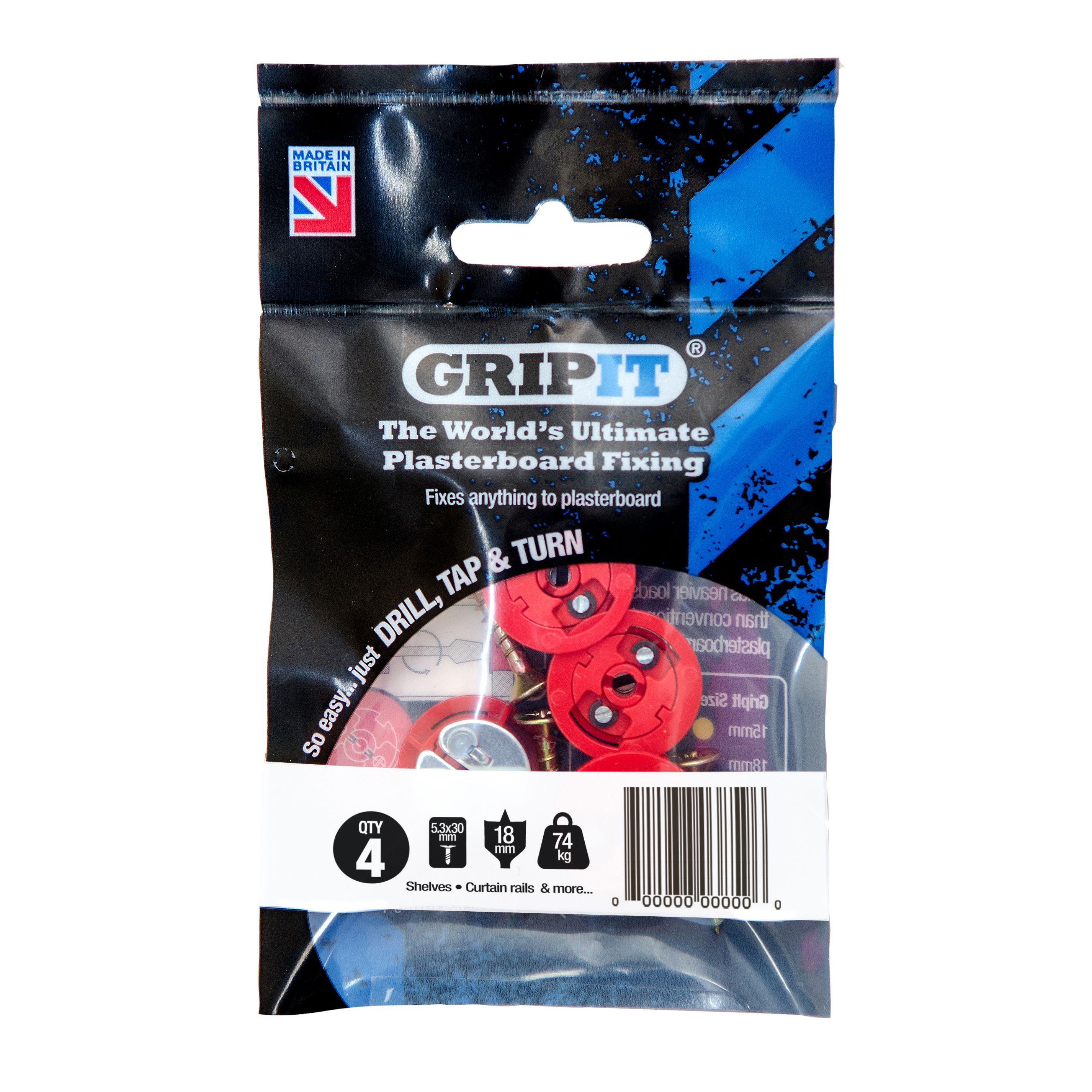 GripIt Plasterboard fixing (Dia)18mm (L)20mm, Pack of 4