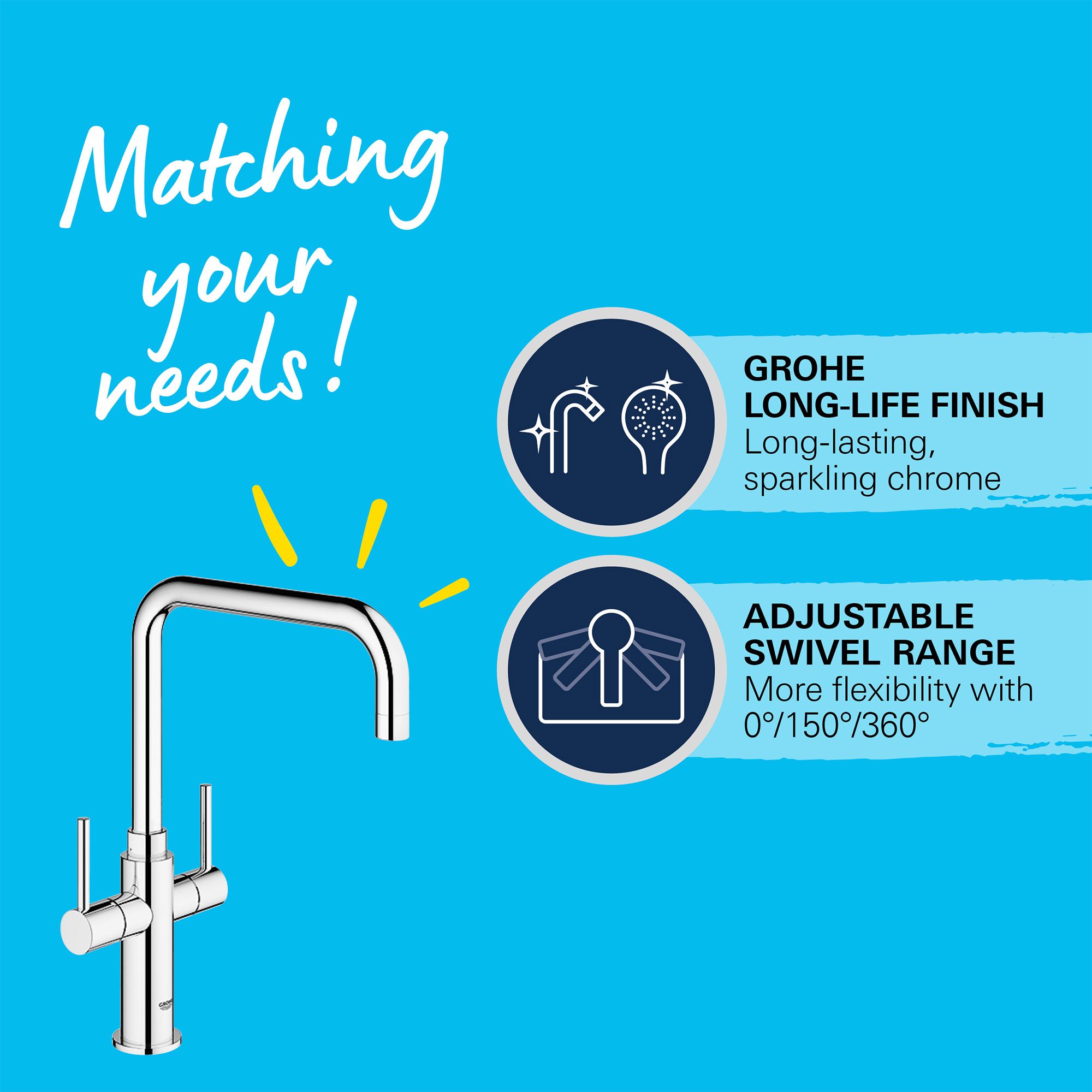 Grohe Ambi Cosmopolitan Chrome effect Kitchen Monobloc Tap