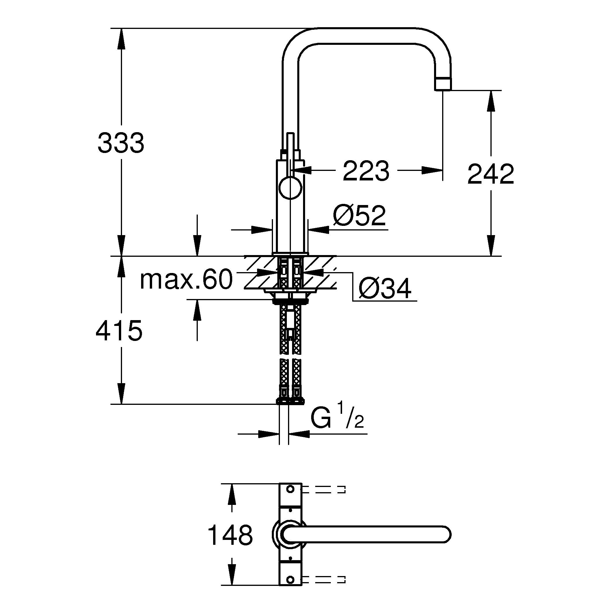 Grohe Ambi Cosmopolitan Chrome effect Kitchen Monobloc Tap