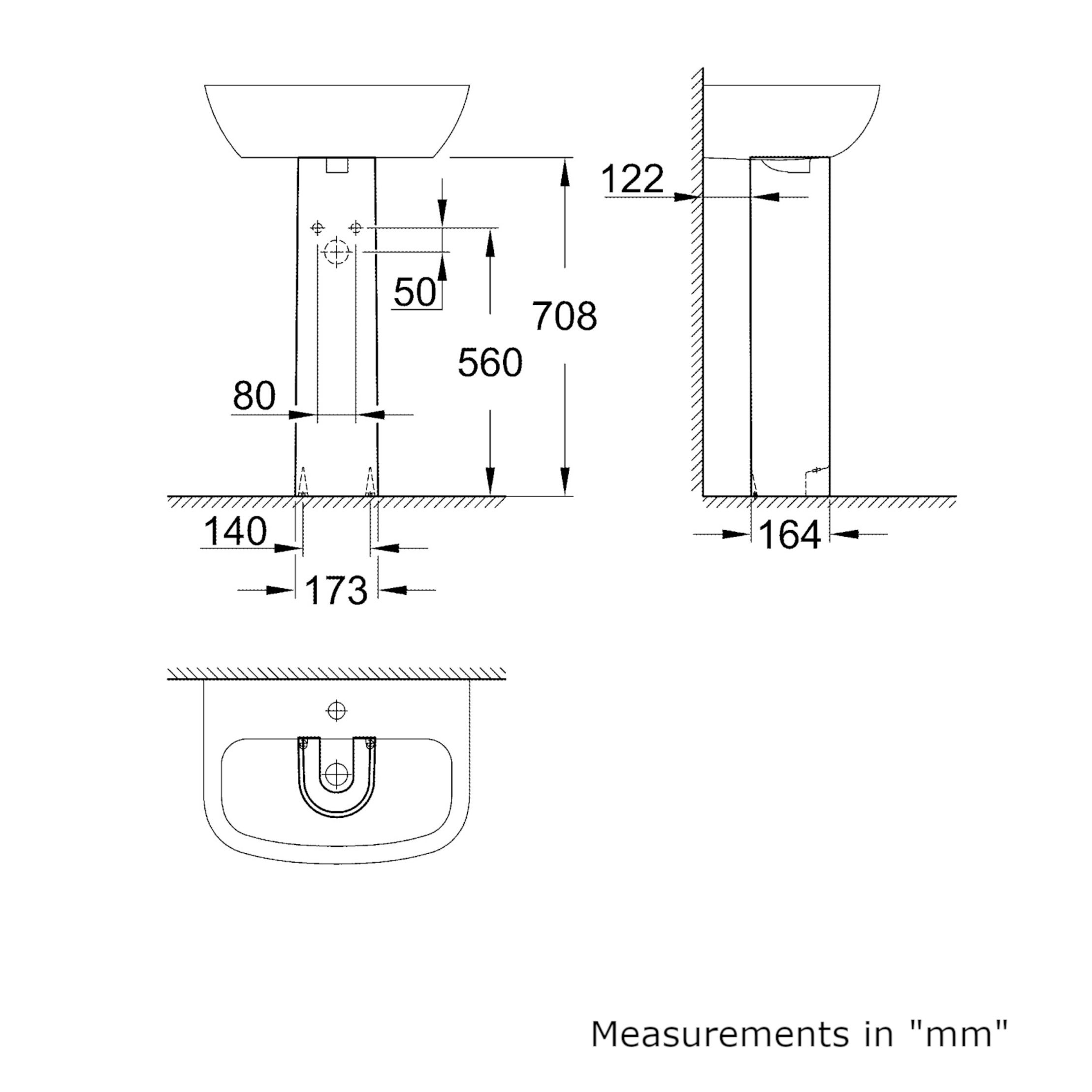 Grohe Bau Gloss White Oval Floor-mounted Full pedestal Basin