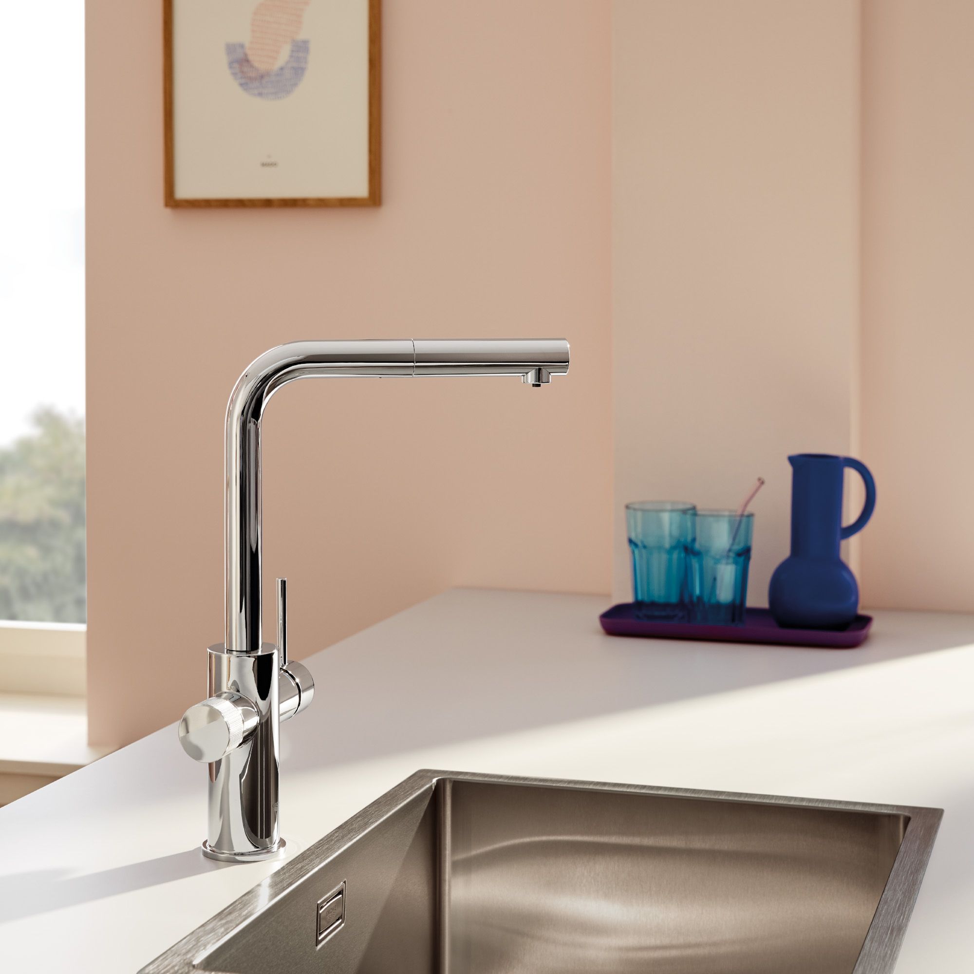 Grohe Blue Pure Minta Chrome-plated Kitchen Pull-out spray mono mixer Tap