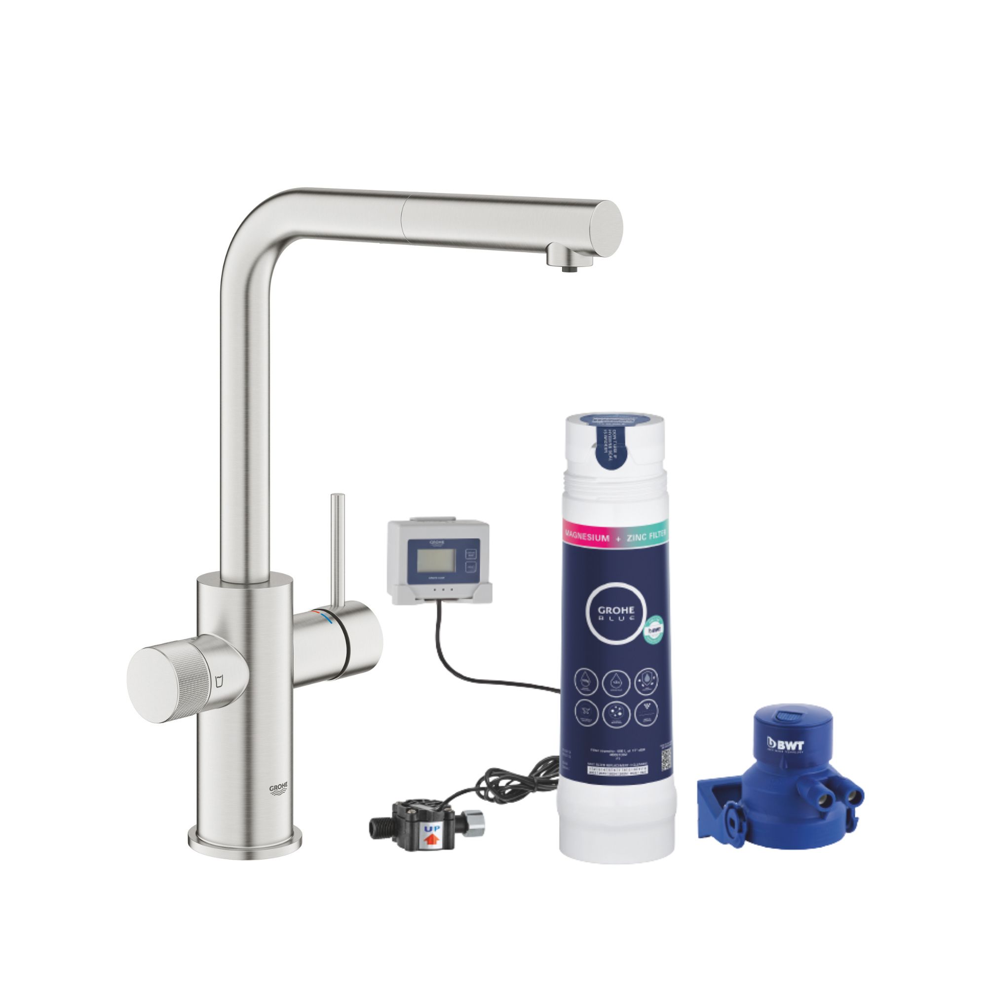 Grohe Blue Pure Minta Supersteel Pull-out Water filter mono mixer 