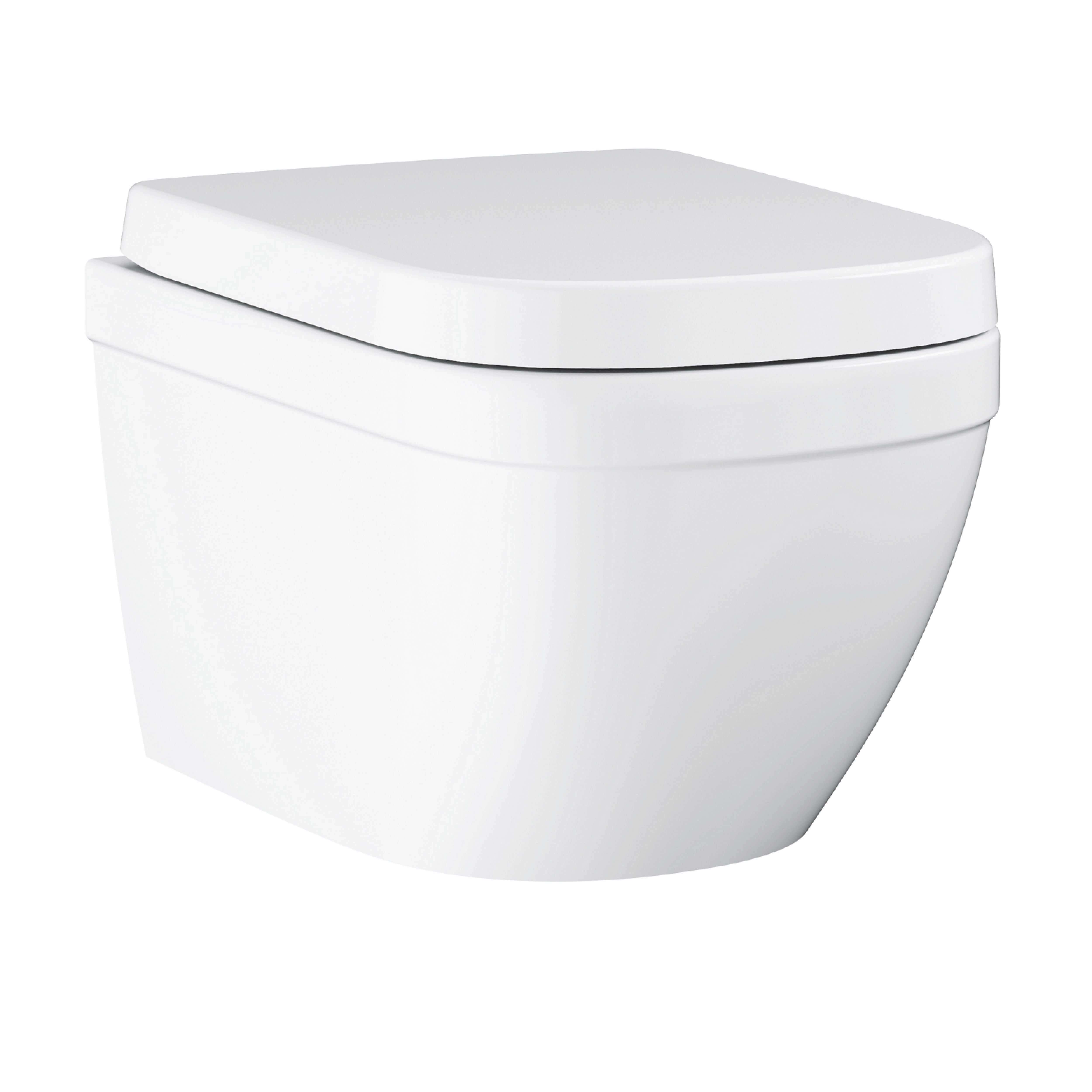 Grohe Euro Alpine White Standard Wall hung Oval Toilet & cistern with Soft close seat
