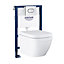 Grohe Euro Alpine White Wall hung Comfort height Toilet & cistern with Soft close seat