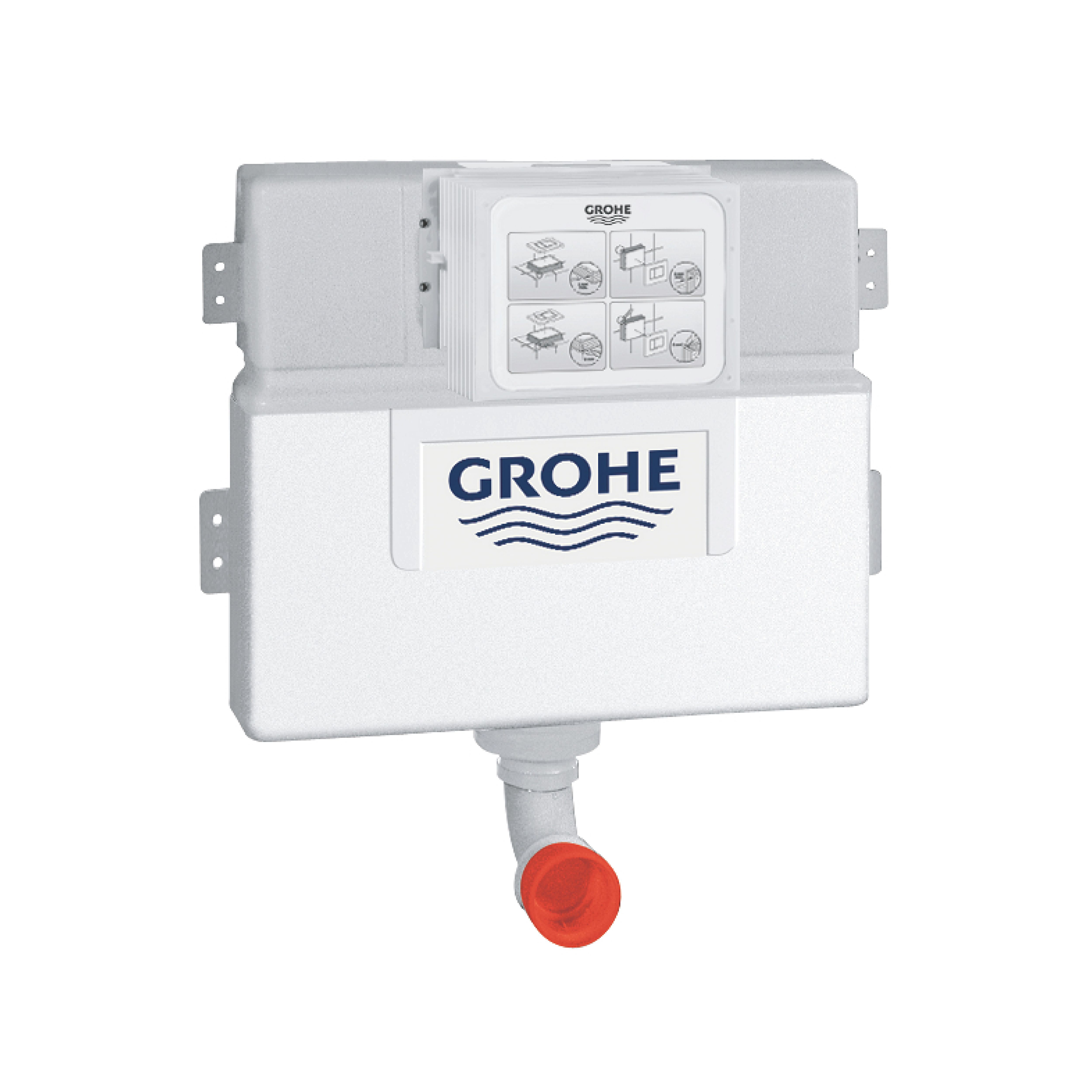 Grohe Euro Even Alpine White Standard Back to wall close-coupled Oval Toilet & cistern with Soft close seat & matt black plate