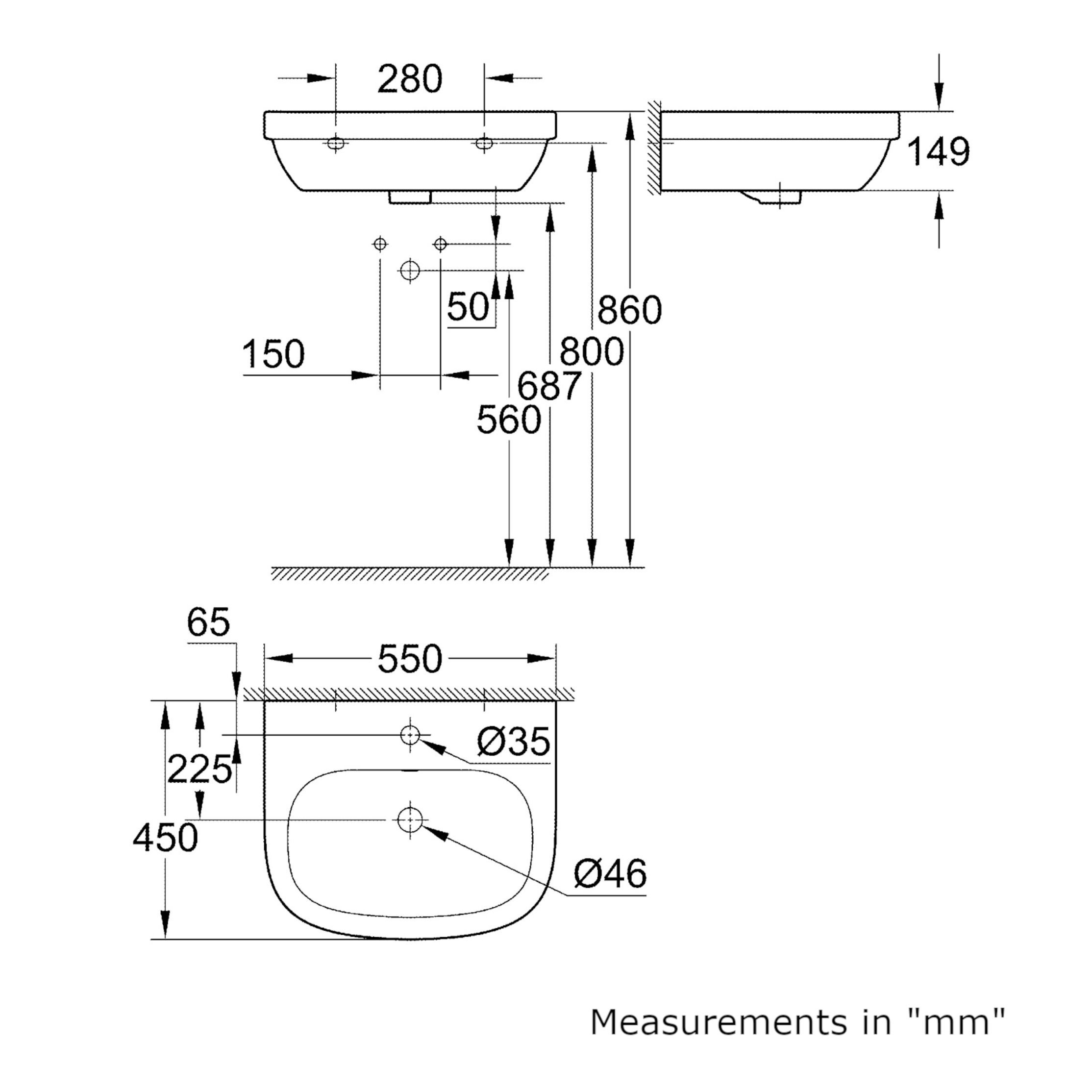 Grohe Euro Gloss White Oval Floor-mounted Full pedestal Basin