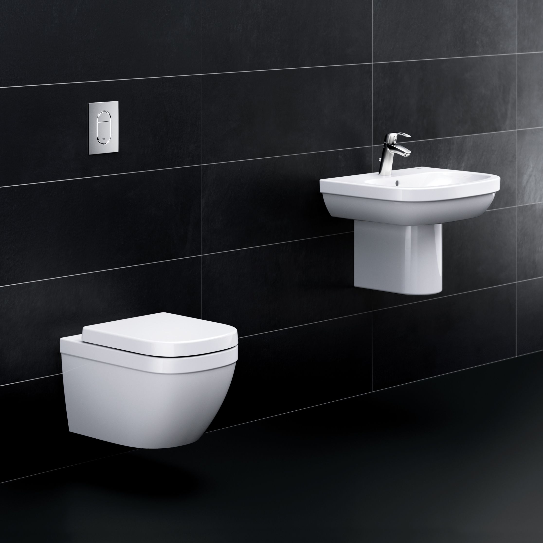 Grohe Euro Gloss White Oval Floor-mounted Semi-pedestal Basin